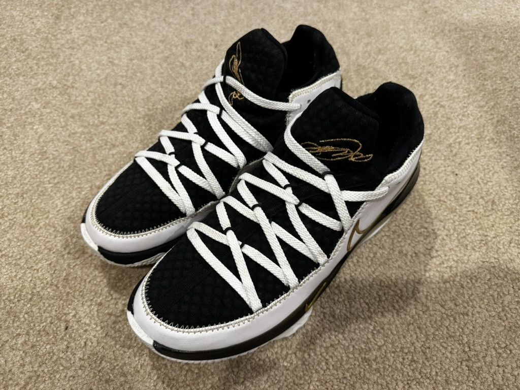 Nike 2020 Lebron 17 Low White / Metallic Gold / Black Size US 9.5 / EU 42-43 - 2 Thumbnail