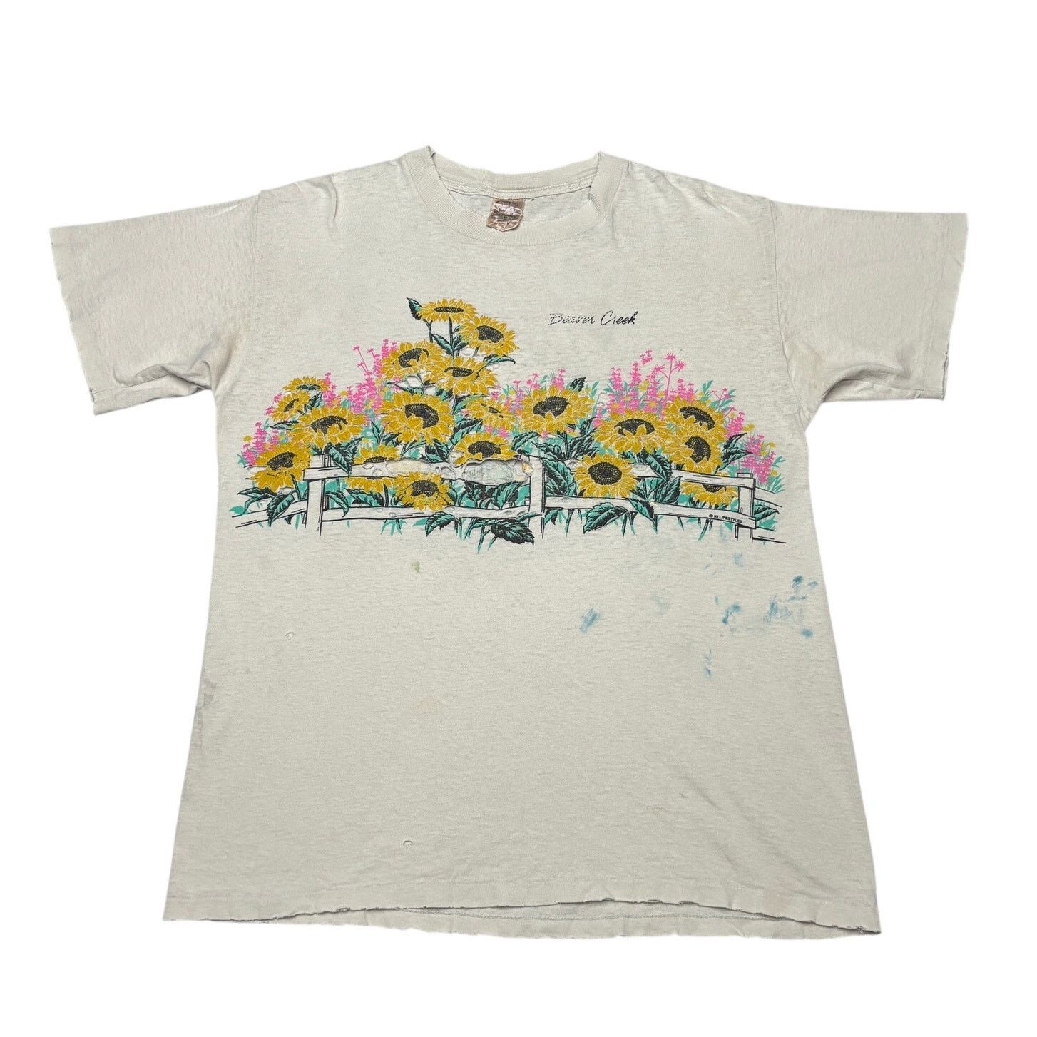 Vintage Vintage 90s Beaver Creek Sunflower Shirt 22x28 Distressed Size US L / EU 52-54 / 3 - 1 Thumbnail