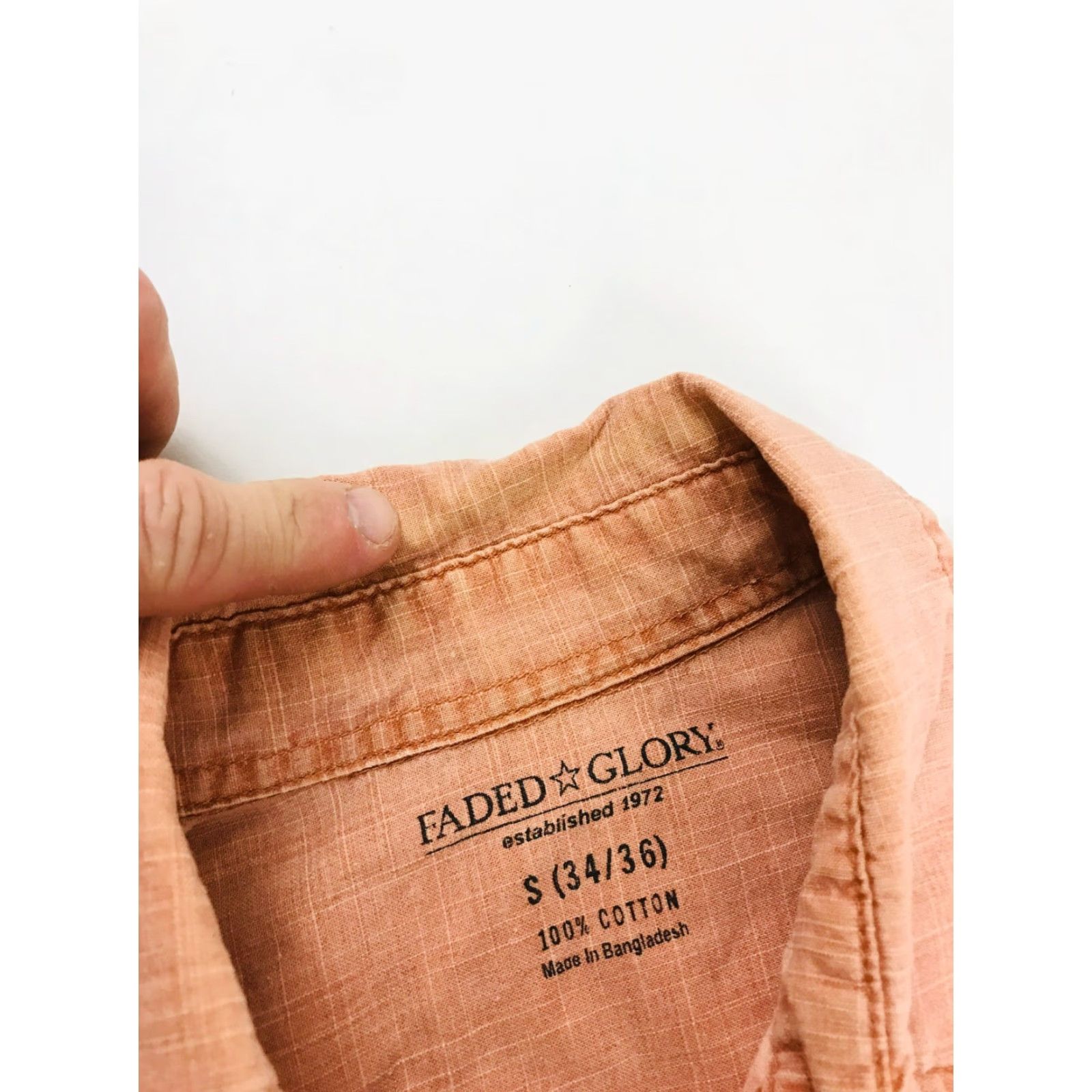 Faded Glory Faded Glory Shirt Mens Size S Peach Button-Up Long Sleeve Pockets Collared Spread Vintage: No Size US S / EU 44-46 / 1 - 7 Thumbnail