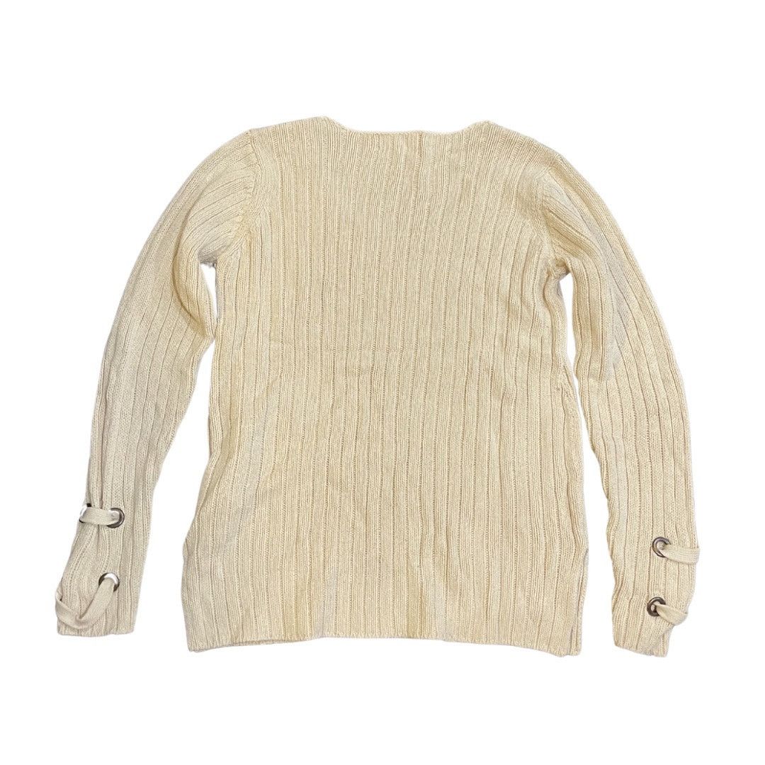 Guess Chunky Cable Knit Ribbed Long Sleeve V-Neck Sweater Medium Size M / US 6-8 / IT 42-44 - 2 Thumbnail