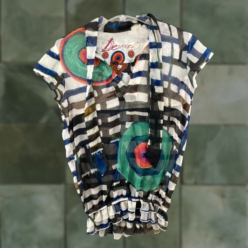 Desigual Desigual Blouse Womens Stripe Sheer Medium Size M / US 6-8 / IT 42-44 - 1 Thumbnail