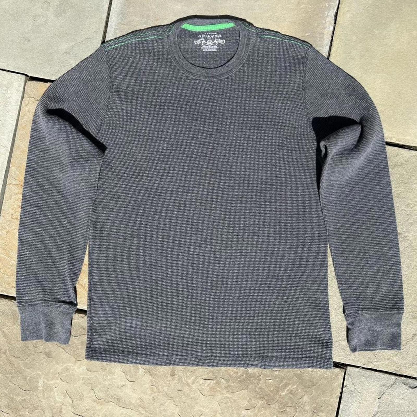Arizona Jean Co. Y2K Minimalist Grey + Green Stitch Waffle Knit Thermal Size US L / EU 52-54 / 3 - 1 Thumbnail