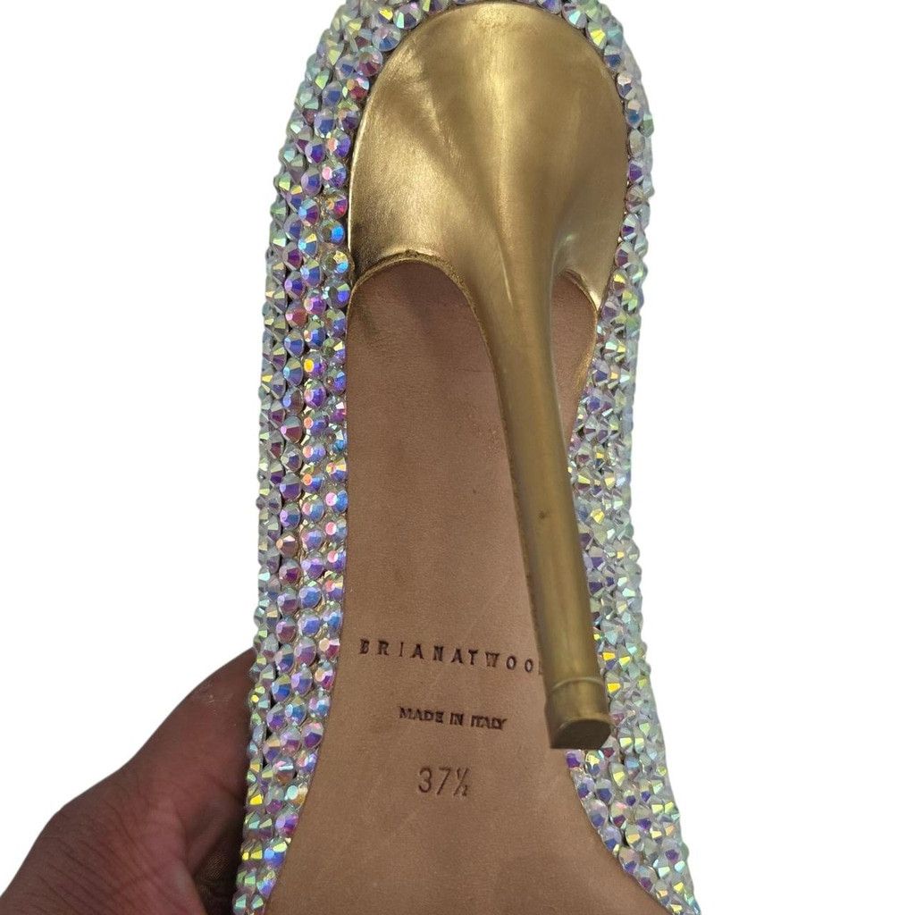 Brian Atwood Custom Rhinestone Gold Heels | Brian Atwood | Size 37 1/2 Size US 7.5 / IT 37.5 - 6 Thumbnail