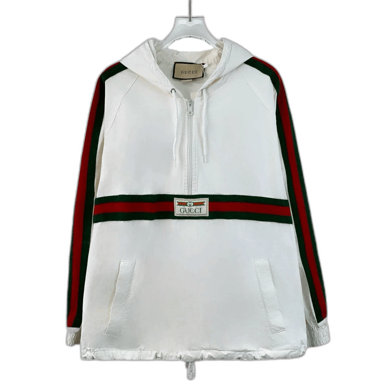 Gucci Gucci White Striped Pullover Hoodie Sweatshirt Size US L / EU 52-54 / 3 - 1 Thumbnail