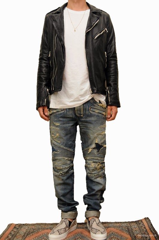 Balmain SS14 blue leather perfecto jacket Size US M / EU 48-50 / 2 - 17 Thumbnail