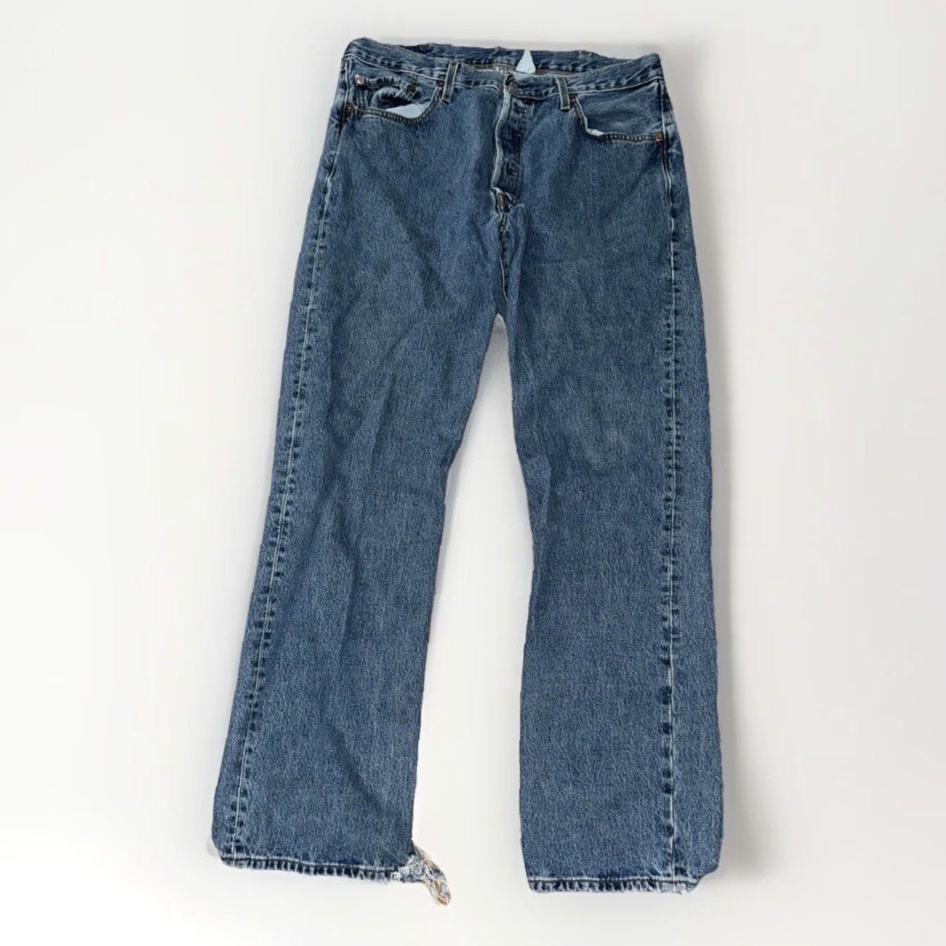 Levi's VINTAGE Levi’s 501 Jeans 36x33 Blue Distressed Button Fly Straight Leg Mens Size US 36 / EU 52 - 6 Thumbnail