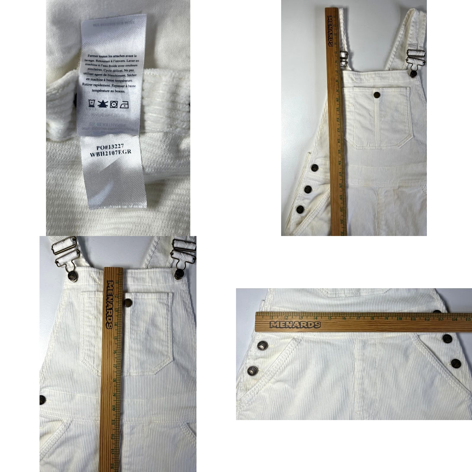 Faherty Faherty Women's Corduroy Overalls Pants Solid Ivory 90s Organic Cotton S Women's Walker Corduroy Overalls Size 28" / US 6 / IT 42 - 10 Thumbnail