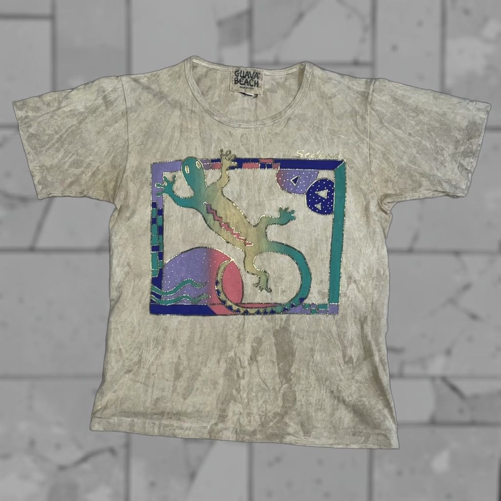 Vintage VINTAGE Guava Beach Sedona Arizona Gecko Graphic Tee Single Stitch Mens S USA Shirt Beige Cotton USA Mens T-Shirt S Size US S / EU 44-46 / 1 - 1 Thumbnail