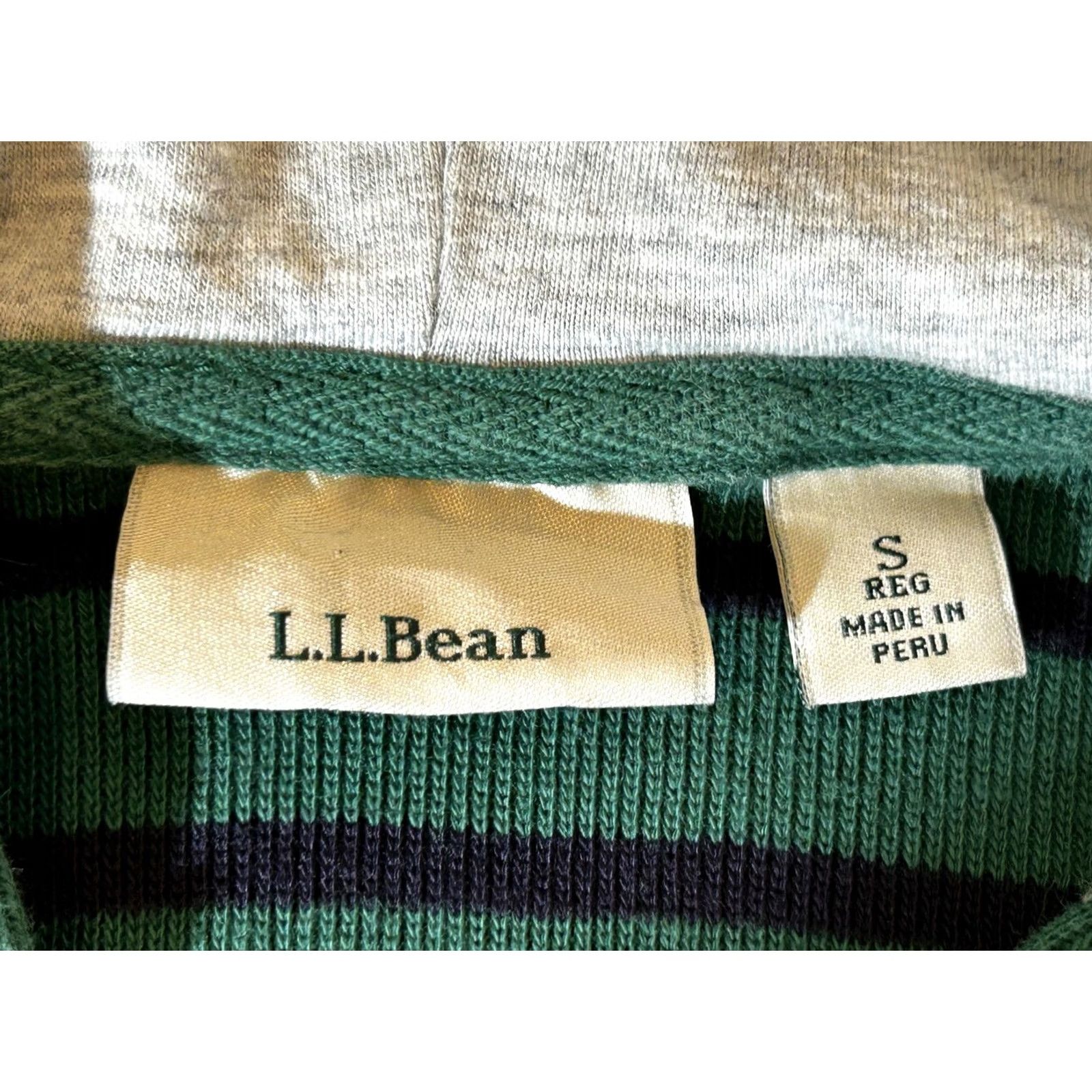 Vintage LL Bean Womens Small Green Striped Knit Sweater Hooded Full Zip Pockets Casual Size S / US 4 / IT 40 - 6 Thumbnail