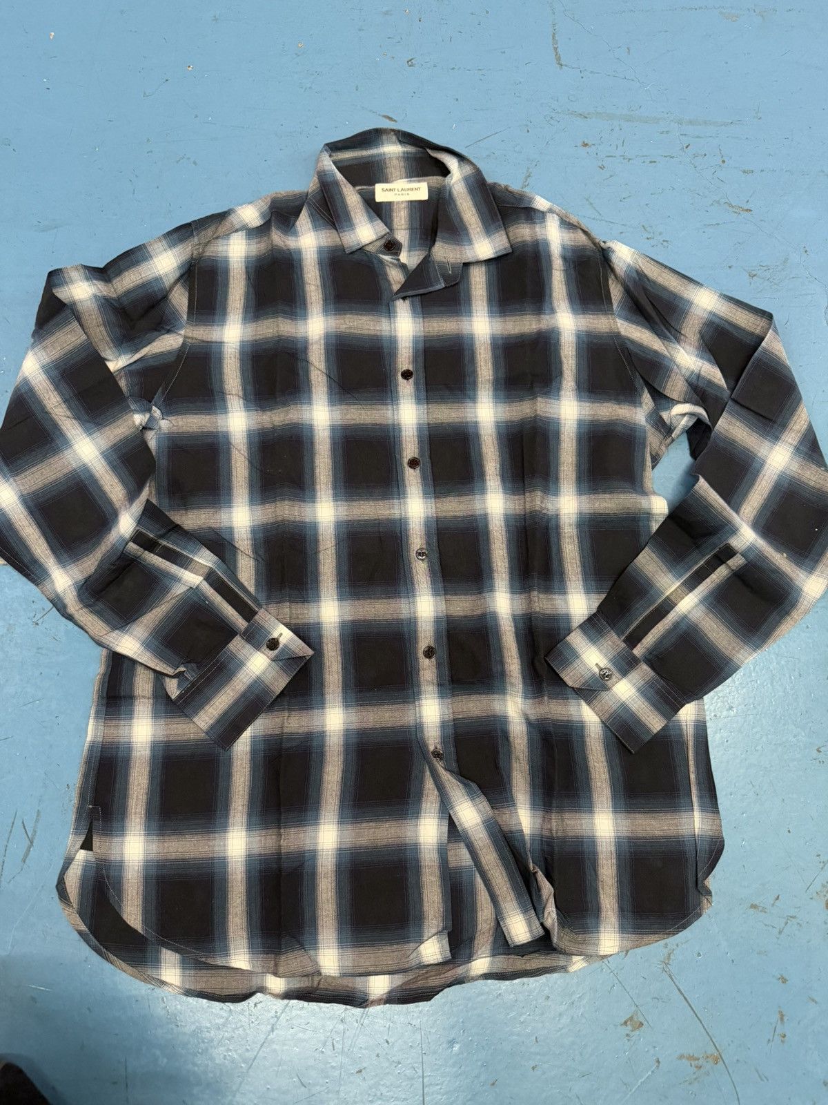 Saint Laurent Paris SAINT LAURENT FW14 BLUE SHIRT Size US L / EU 52-54 / 3 - 1 Thumbnail