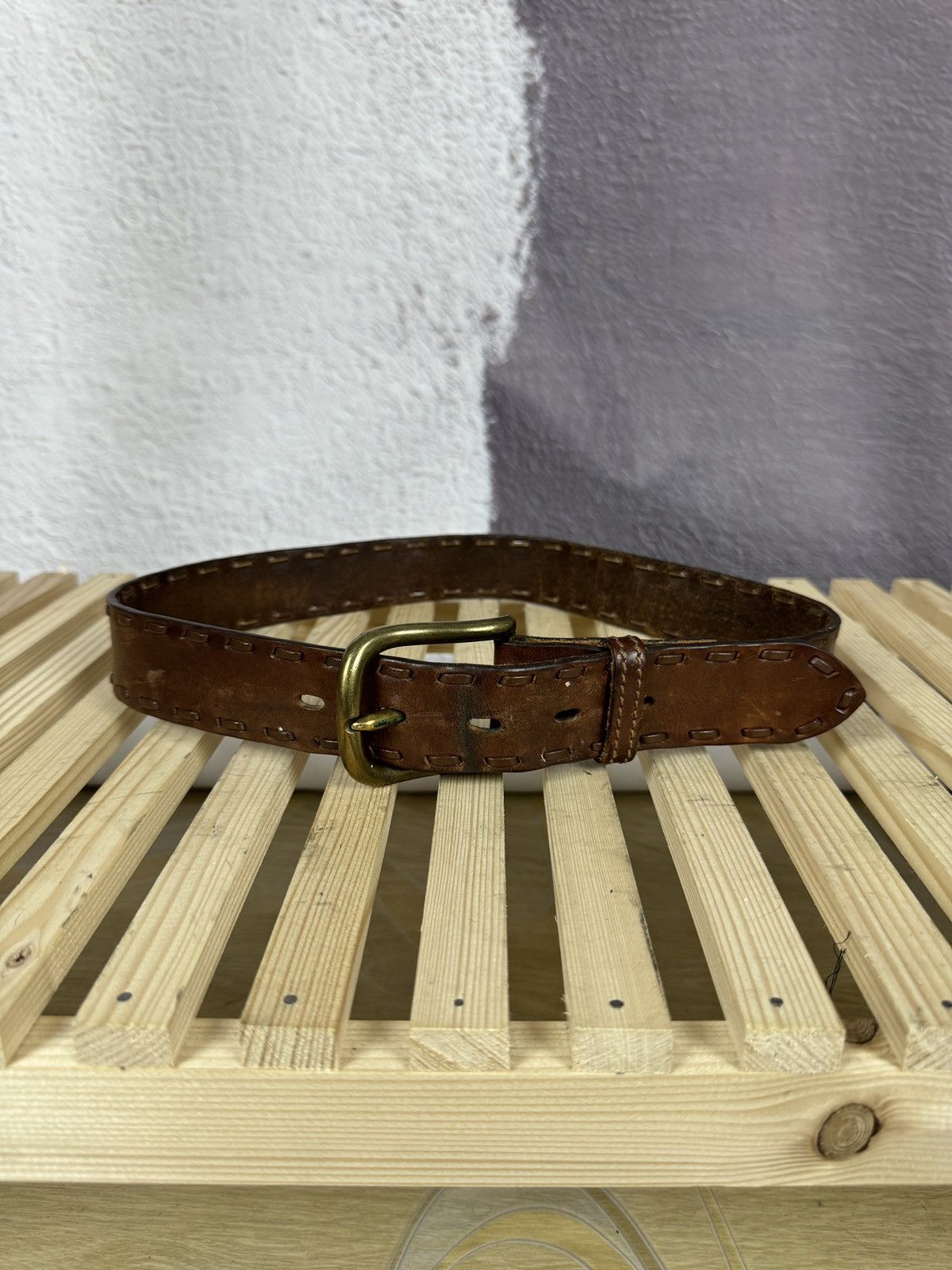 Other LOSCO PARIS made in France vintage 90s brown leather belt Size 32 - 4 Thumbnail
