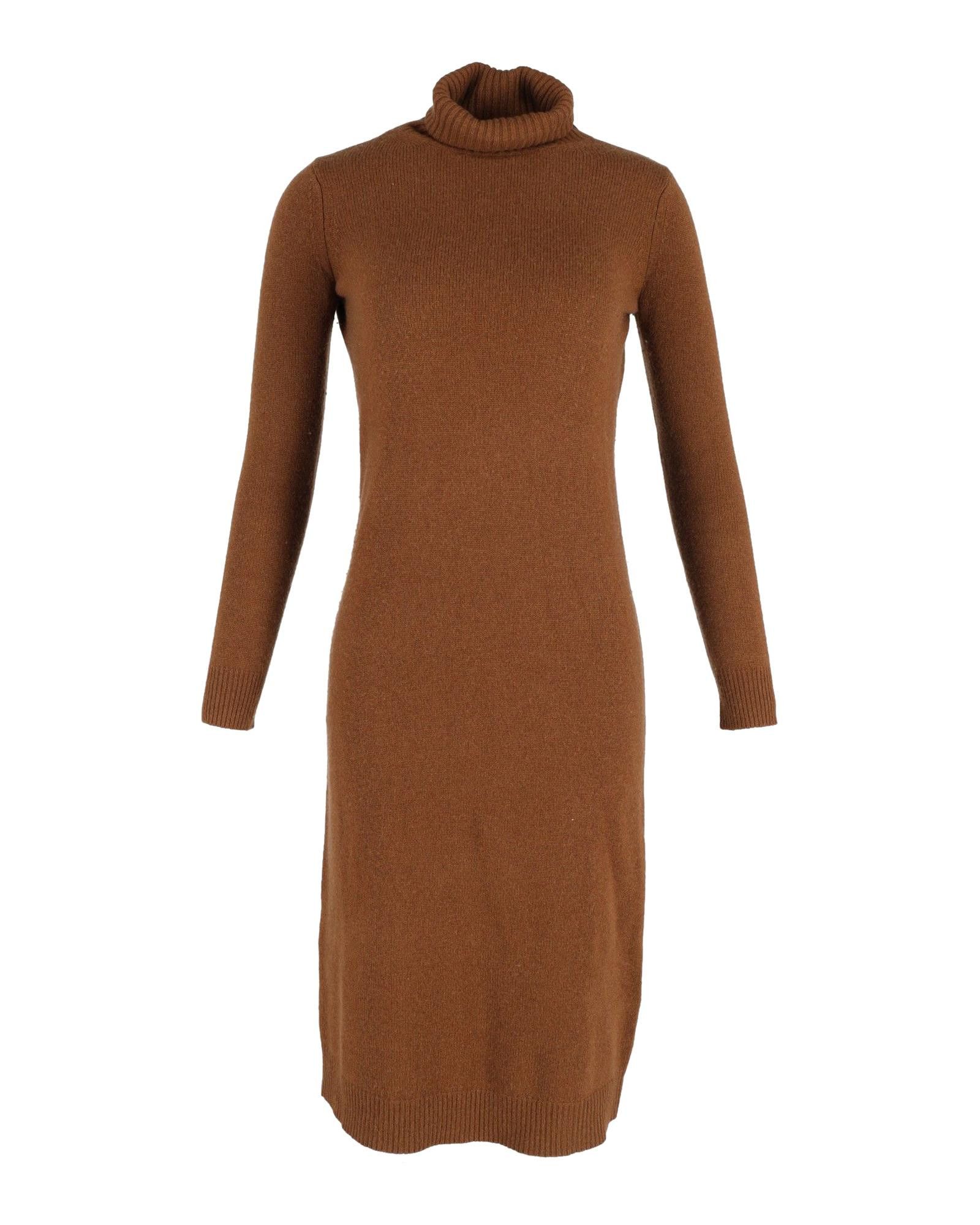 image of Brown Wool Knitted Turtleneck Dress By Max Mara, Women's (Size XS)