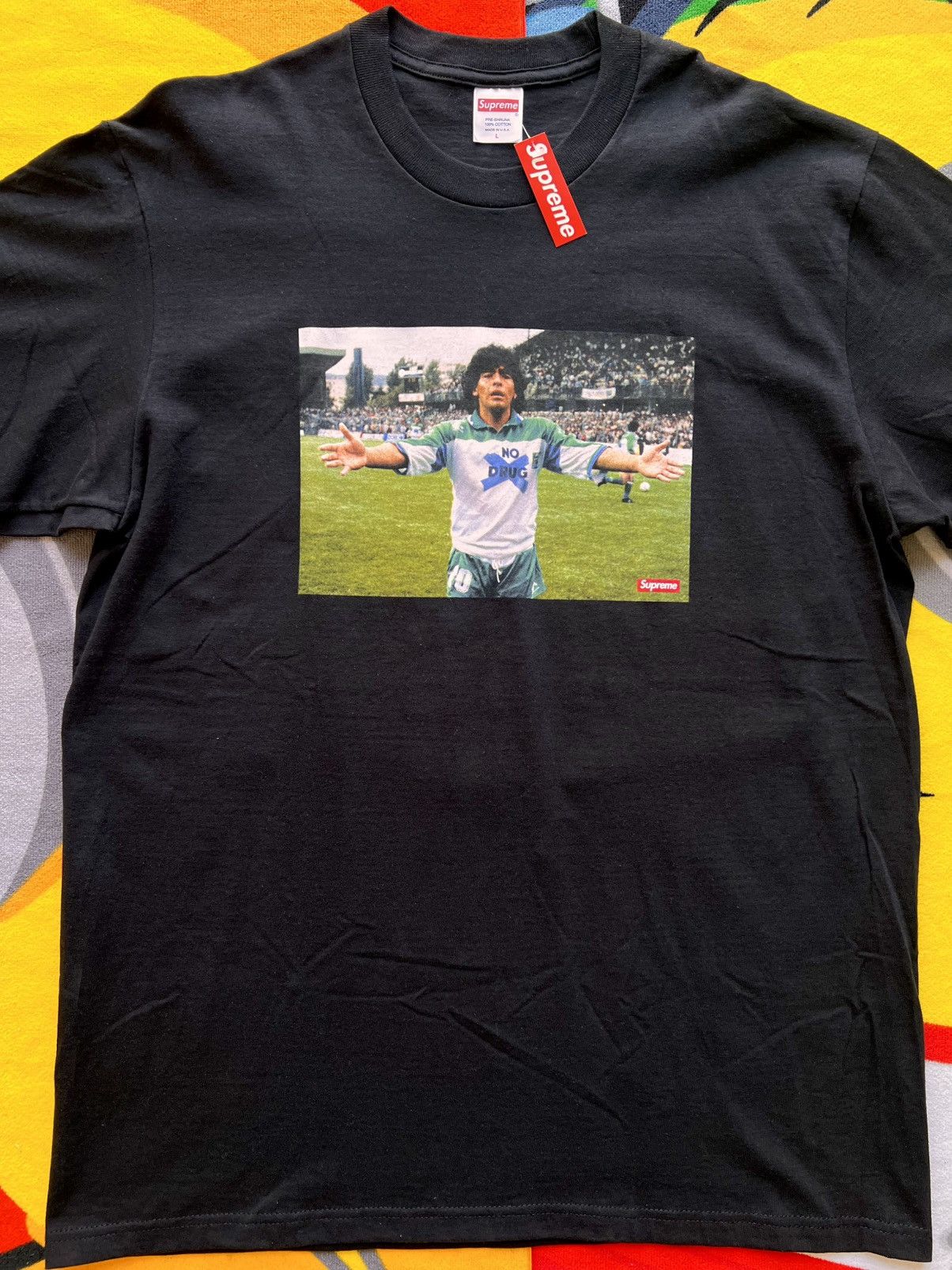 Supreme L Supreme Maradona Tee black T-shirt football diego no drugs Size US L / EU 52-54 / 3 - 7 Thumbnail