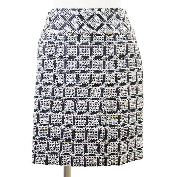Chanel Chanel Chanel Fancy Tweed Metallic Block Check Skirt Textile Skirts P53785 DUTY FREE for USA Size ONE SIZE - 1 Thumbnail