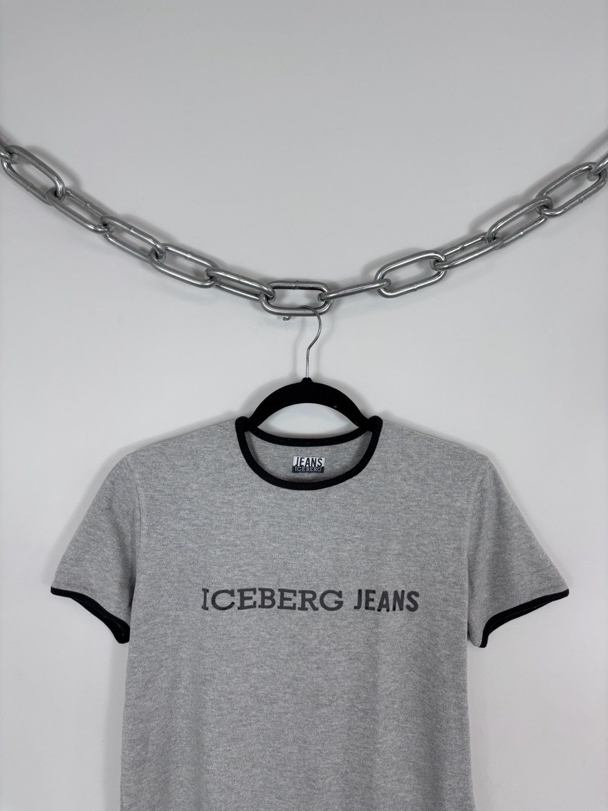 Iceberg Vintage Iceberg Jeans Women’s Big Logo Grey T-Shirt Tee Size L / US 10 / IT 46 - 2 Thumbnail