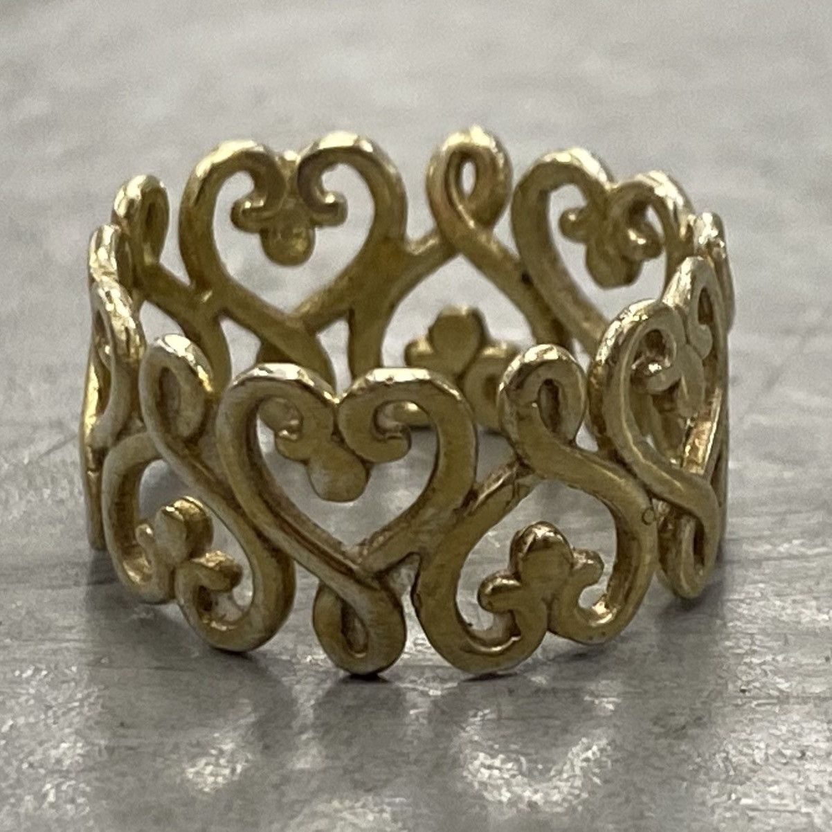 Japanese Brand × Kapital × Vintage Vtg Y2K Sterling Silver Gothic Twisted Heart Wide Band Ring Size ONE SIZE - 3 Thumbnail