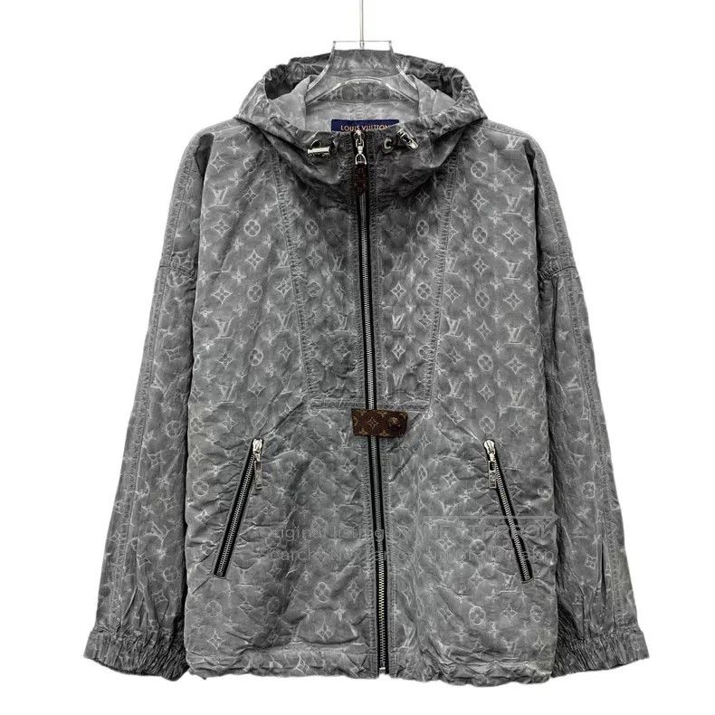 Louis Vuitton Louis Vuitton Grey logo full-print hooded zip-up long-slee Size XXS / US 00 / IT 34 - 1 Thumbnail