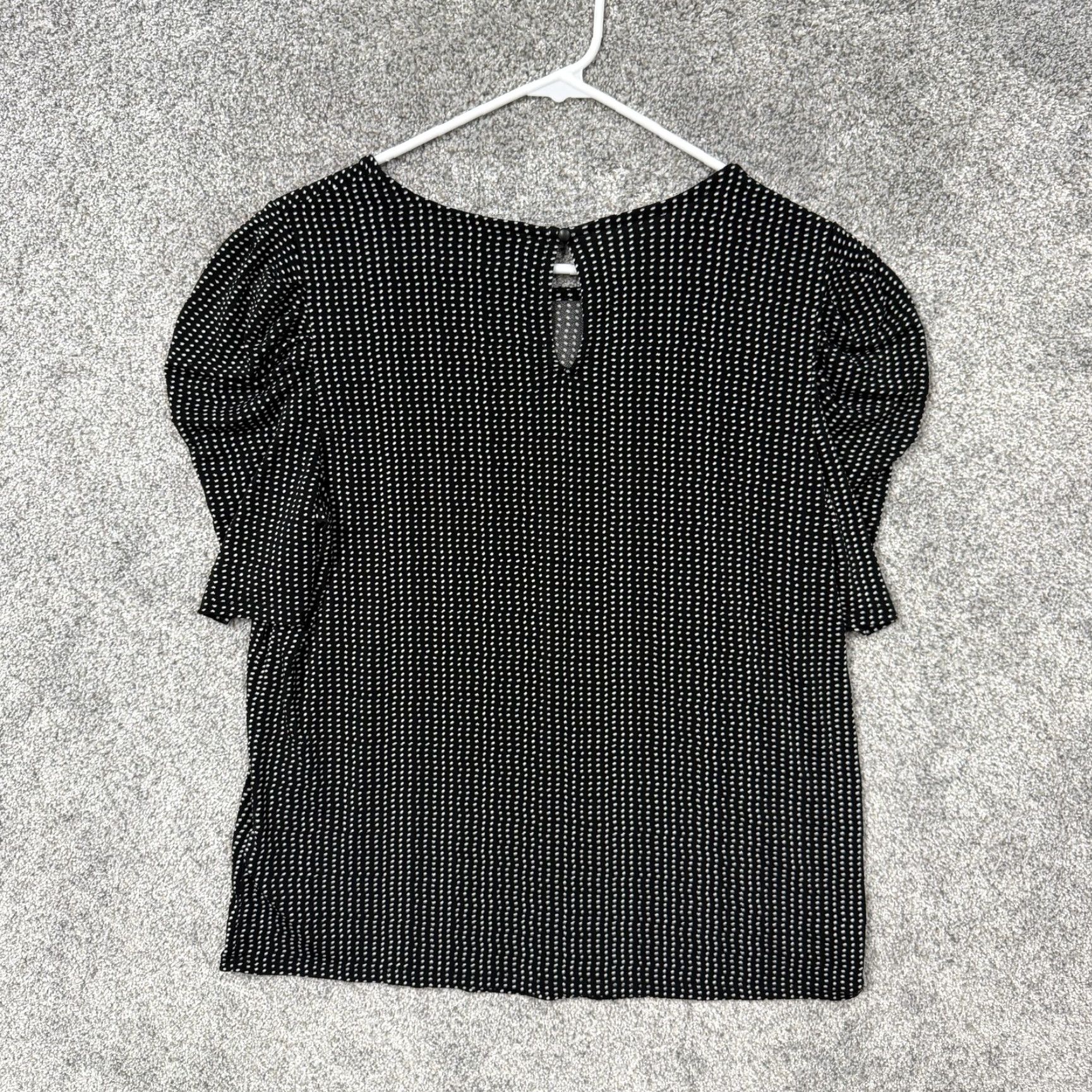 Adrianna Papell Adrianna Papell Blouse Womens M Black Polka Dot Puff Sleeve Office Preppy casual Basic Shirt Small White Dot pattern Womens Size M / US 6-8 / IT 42-44 - 7 Thumbnail