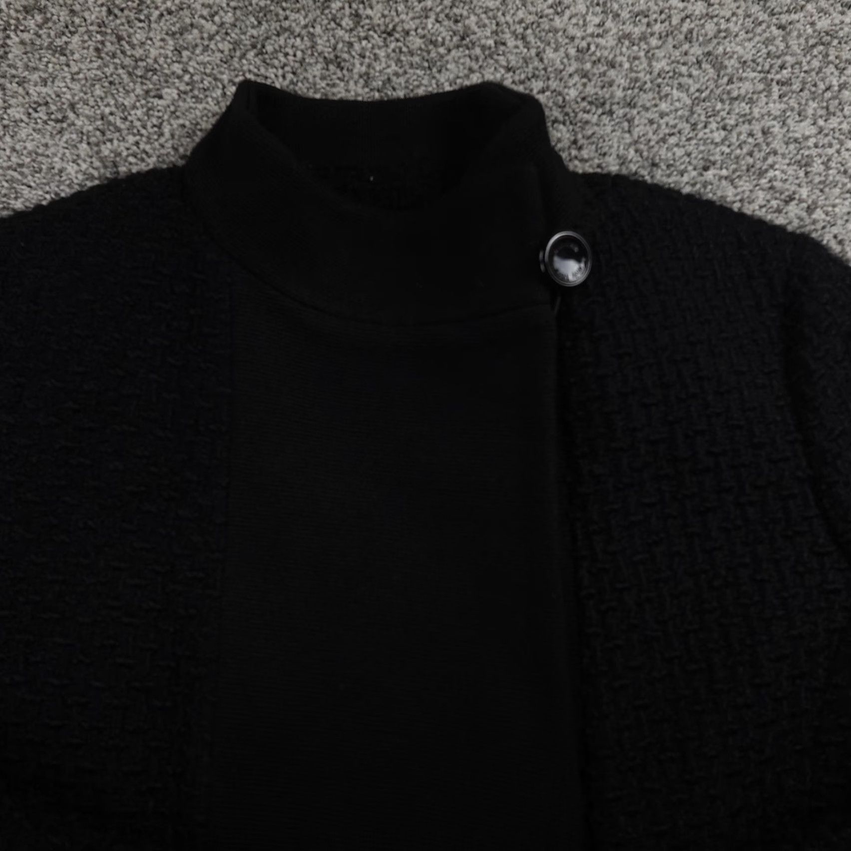 Calvin Klein Calvin Klein Coat Womens 10 Black Boucle Wool Long Topper Jacket Overcoat Fall Winter Button Lined Pockets Collared Size L / US 10 / IT 46 - 3 Thumbnail