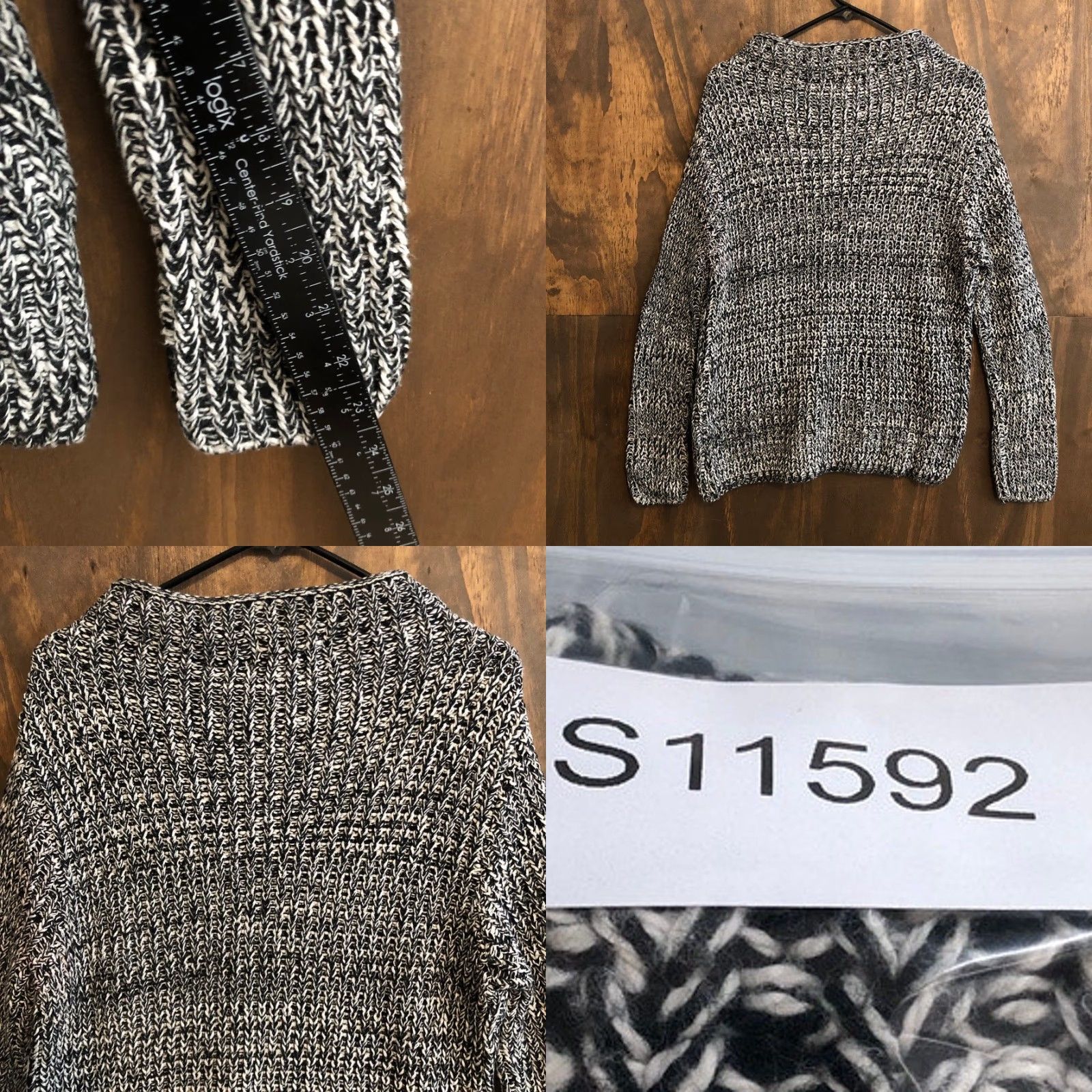 Vintage 525 America Womens Sweater Black White Mock Neck Chunky Knit Long Sleeve Large Size L / US 10 / IT 46 - 8 Thumbnail