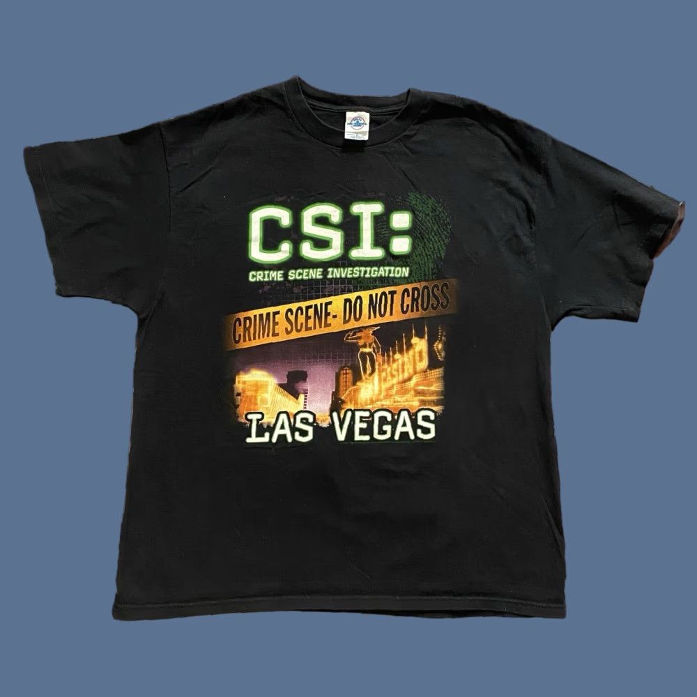 Delta VINTAGE Delta Pro Weight T Shirt CSI Las Vegas Promo Shirt Black Mens XL T-Shirt Graphic Print Crew Neck Short Sleeve Size US XL / EU 56 / 4 - 1 Thumbnail