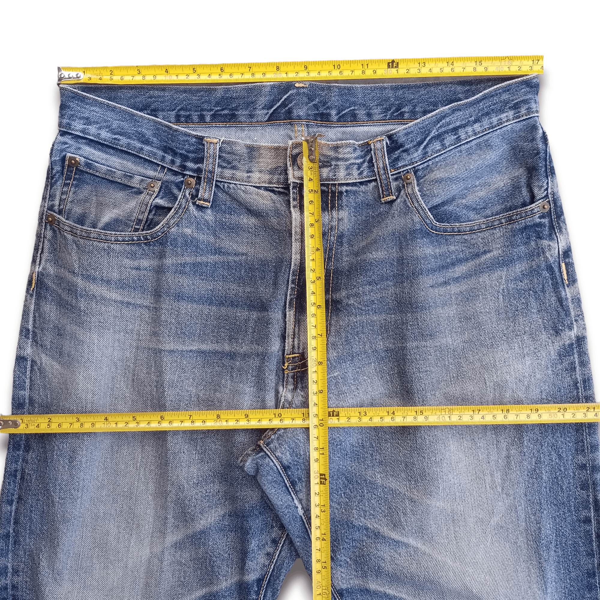 Japanese Brand Vintage Japanese Brand Blue Wash Wide Baggy Distressed Jeans Size US 34 / EU 50 - 6 Thumbnail
