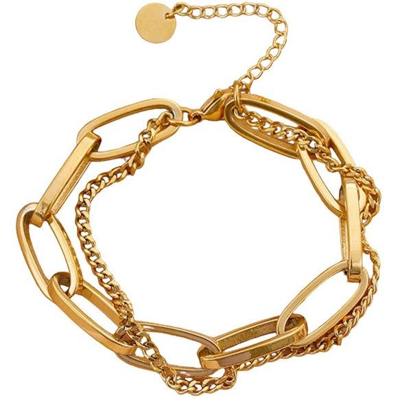 Other Women Stainless Steel Double Layer Chain Bracelet Size ONE SIZE - 1 Thumbnail