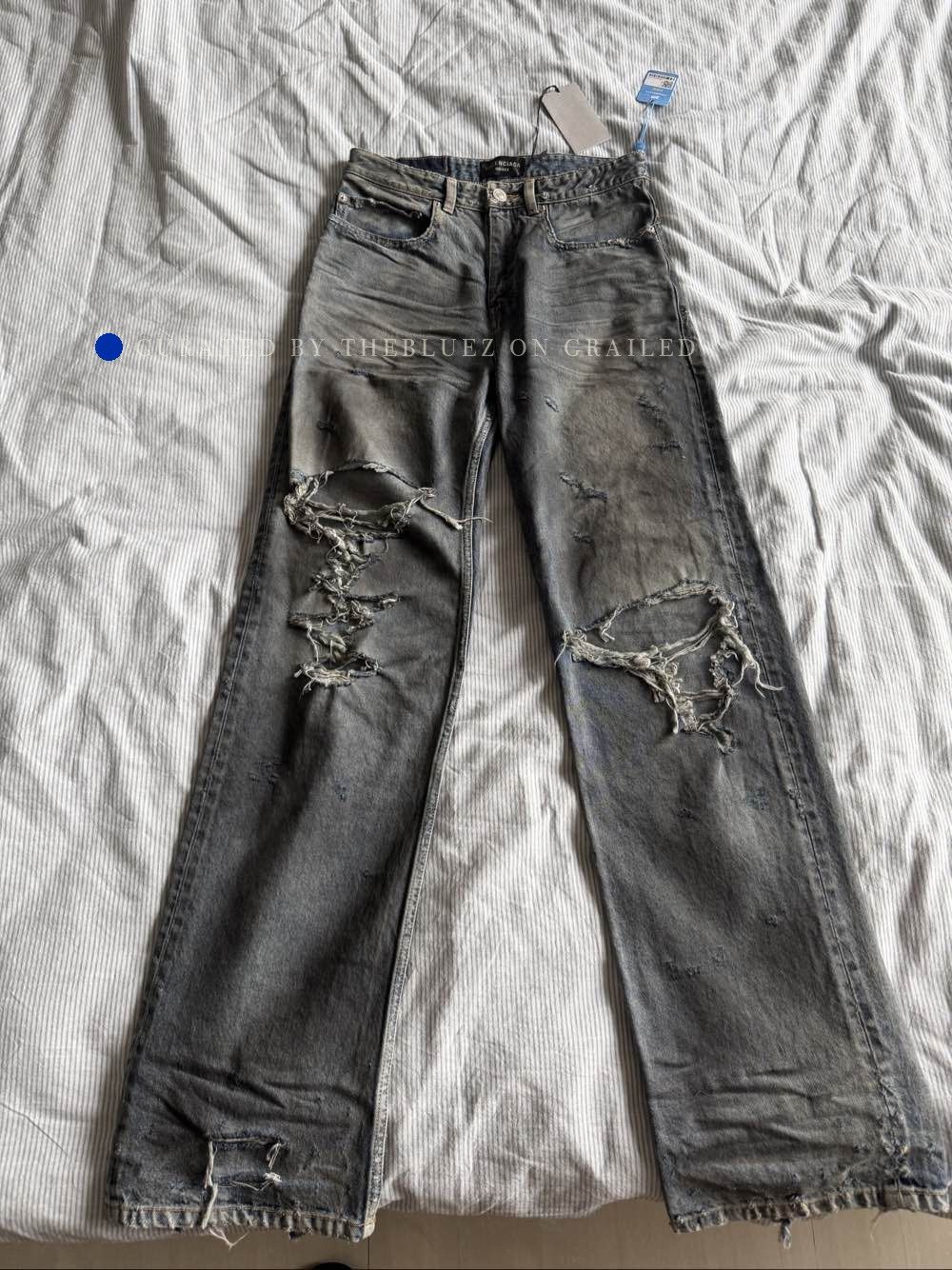 Balenciaga Distressed Blue Denim Jeans in Size 28 Size US 28 / EU 44 - 1 Thumbnail