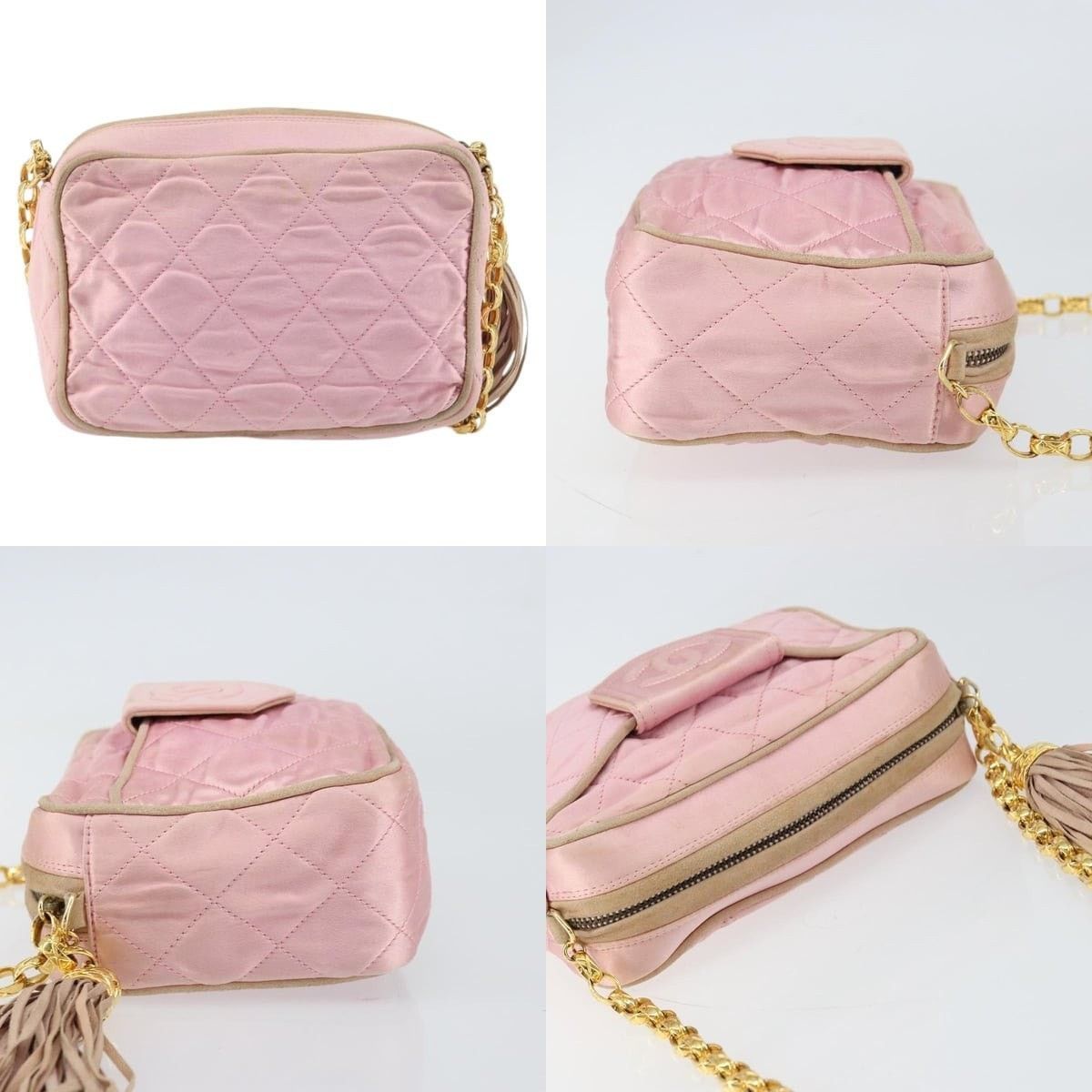 Chanel Chanel Chain Shoulder Bag Satin Pink Gold CC Size ONE SIZE - 3 Thumbnail