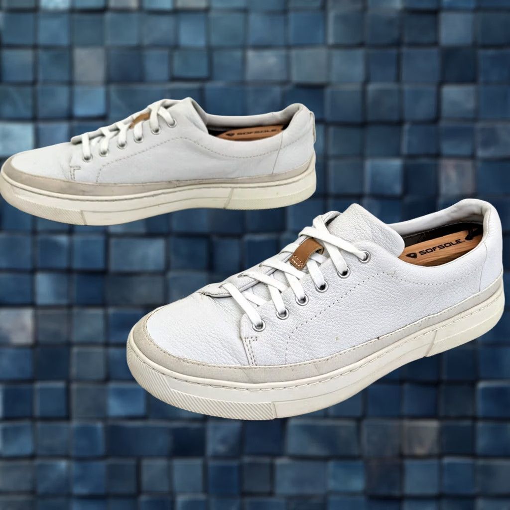 Clarks Clarks TOR England Leather Low Top Shoe Mens 10 White Ball of Lace Casual Boots Leather Upper & Insole Leather Size 10 M White Size US M / EU 48-50 / 2 - 1 Thumbnail