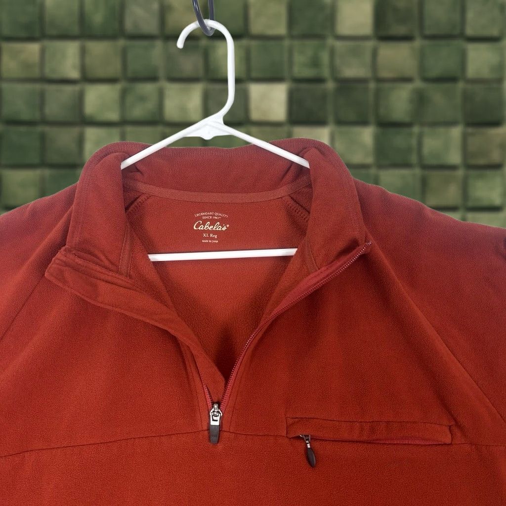 Vintage Cabela's 1/4 Zip Fleece Pullover Mens XL Orange Outdoor Hiking Comfort Logo Shirt Size US XL / EU 56 / 4 - 1 Thumbnail