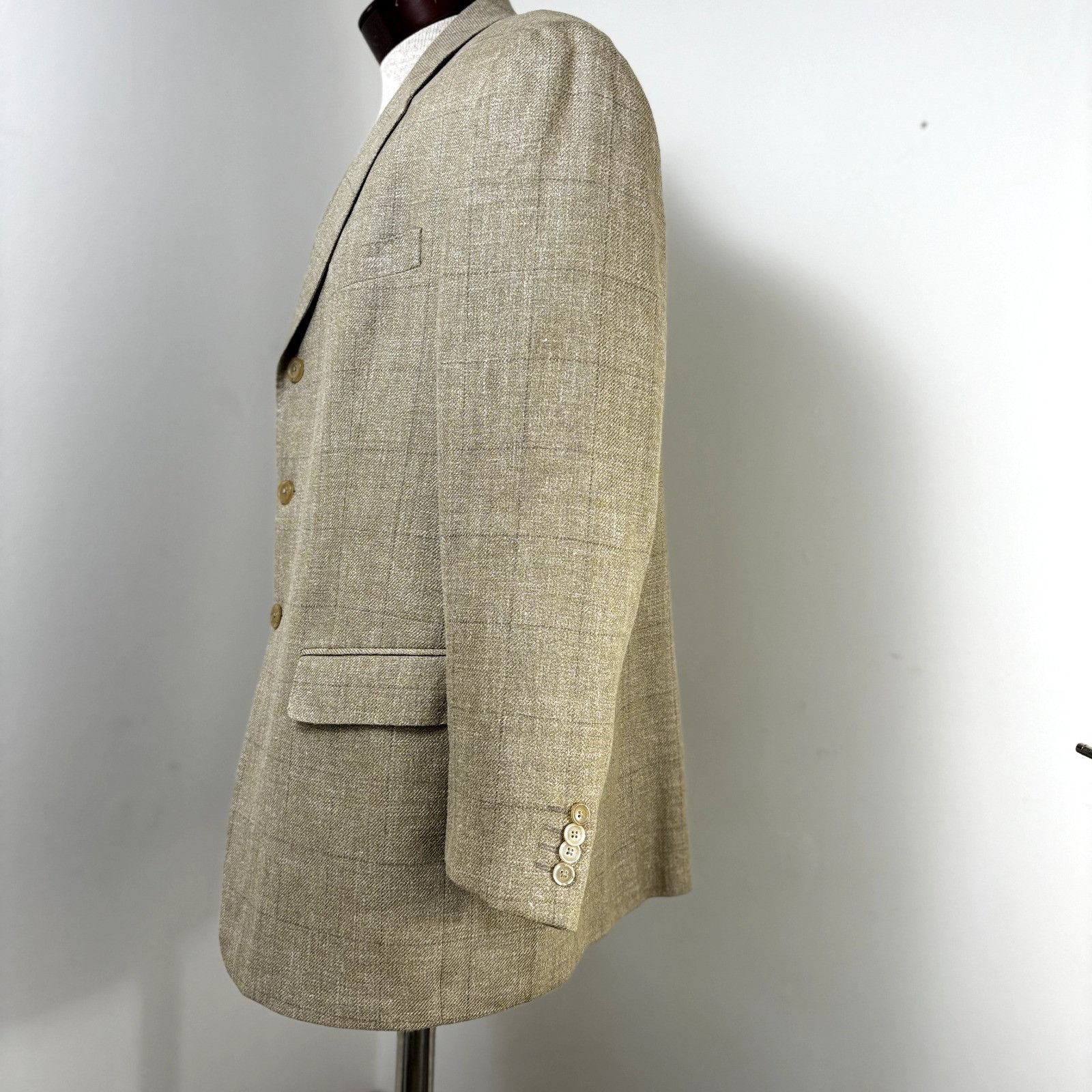 Carolina Herrera Carolina Herrera Sport Coat Blazer Jacket Tan Windowpane Sof Size 46R - 6 Thumbnail
