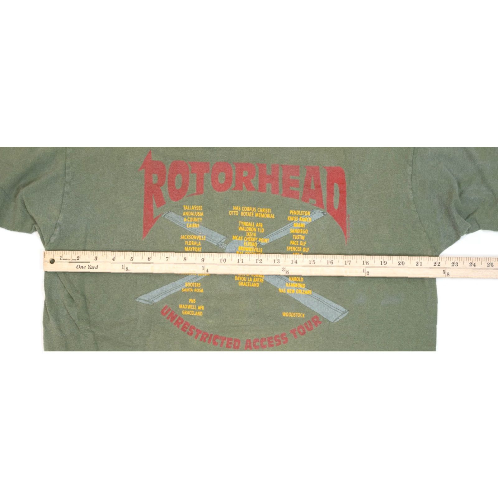 Fruit Of The Loom VINTAGE Rotorhead Tour T-Shirt Men XL Green Faded Single Stitch Woodstock Nike? Size US XL / EU 56 / 4 - 6 Thumbnail