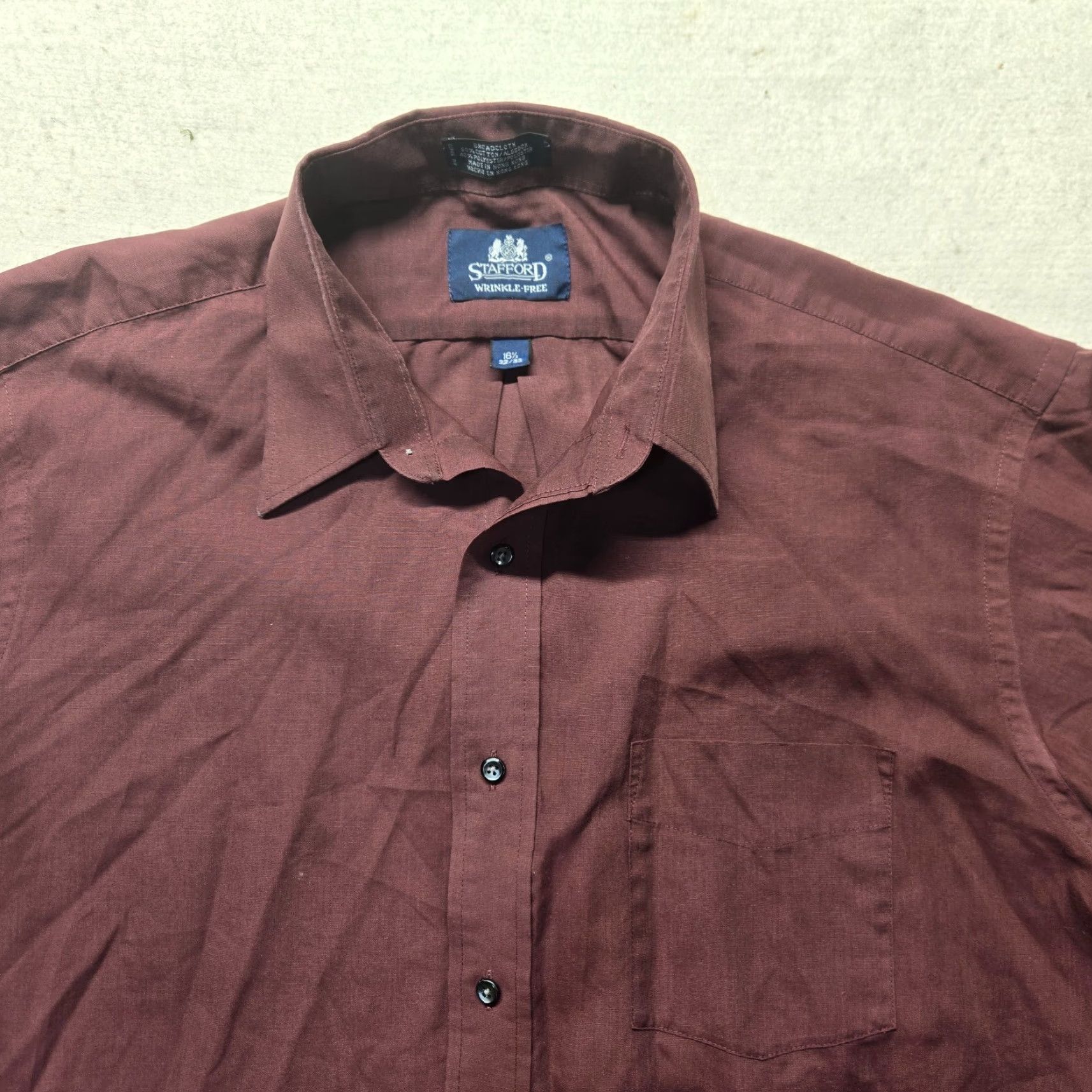 Stafford Stafford Shirt Button-Up Long Sleeve Men 16.5 Purple Broadcloth Solid 90s Event/Theme: None Womens/Mens Size US L / EU 52-54 / 3 - 2 Thumbnail
