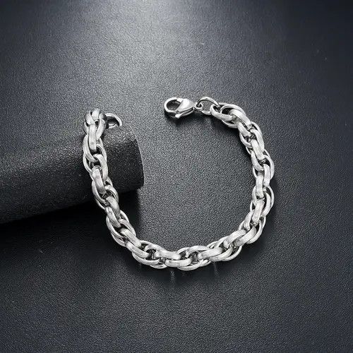 Jewelry Silver Chain Link Bracelet, Chunky Men's Bracelet Size ONE SIZE - 2 Thumbnail
