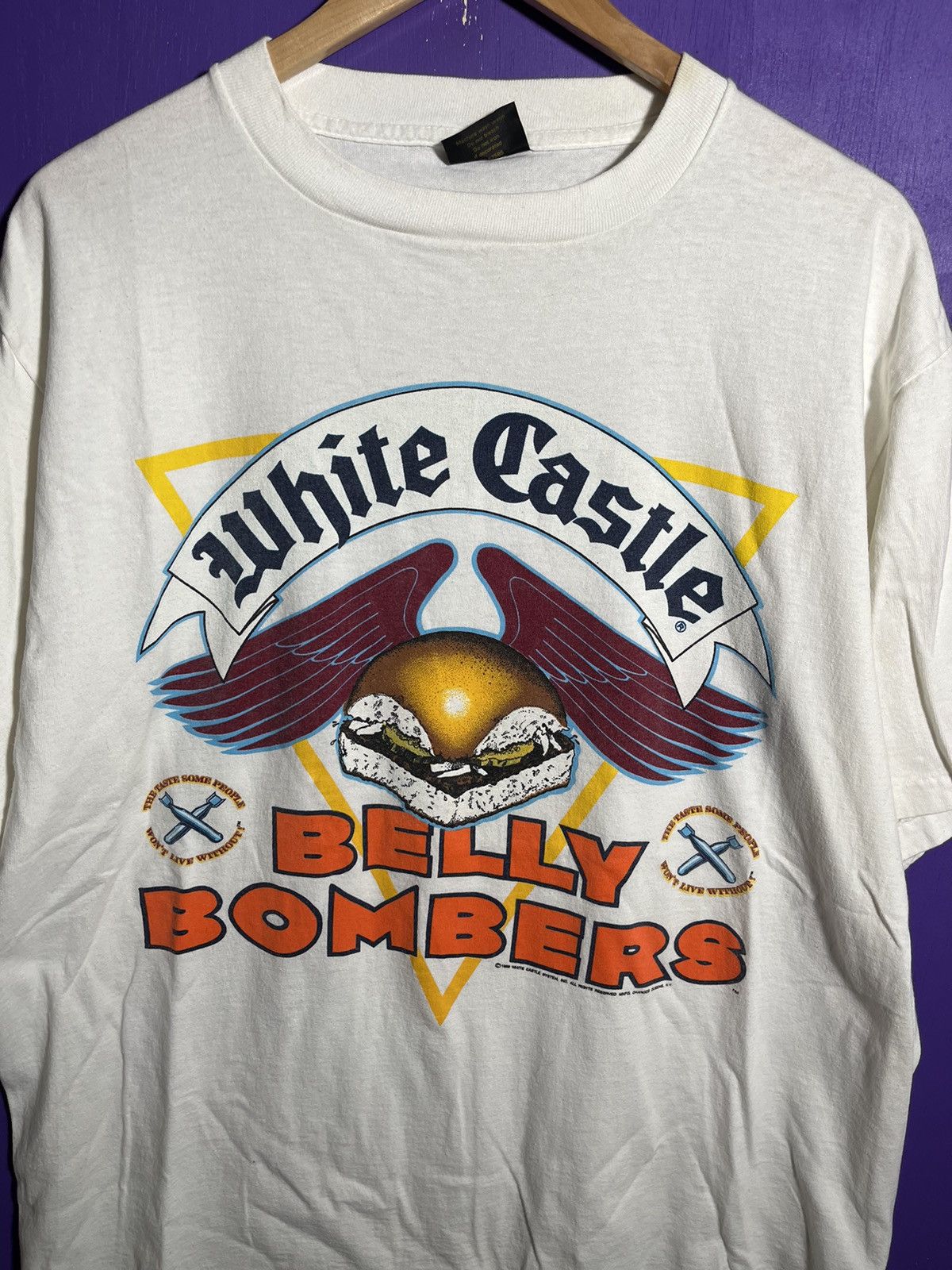 Vintage Vintage 1989 White Castle belly bombers t-shirt Size US XL / EU 56 / 4 - 3 Thumbnail