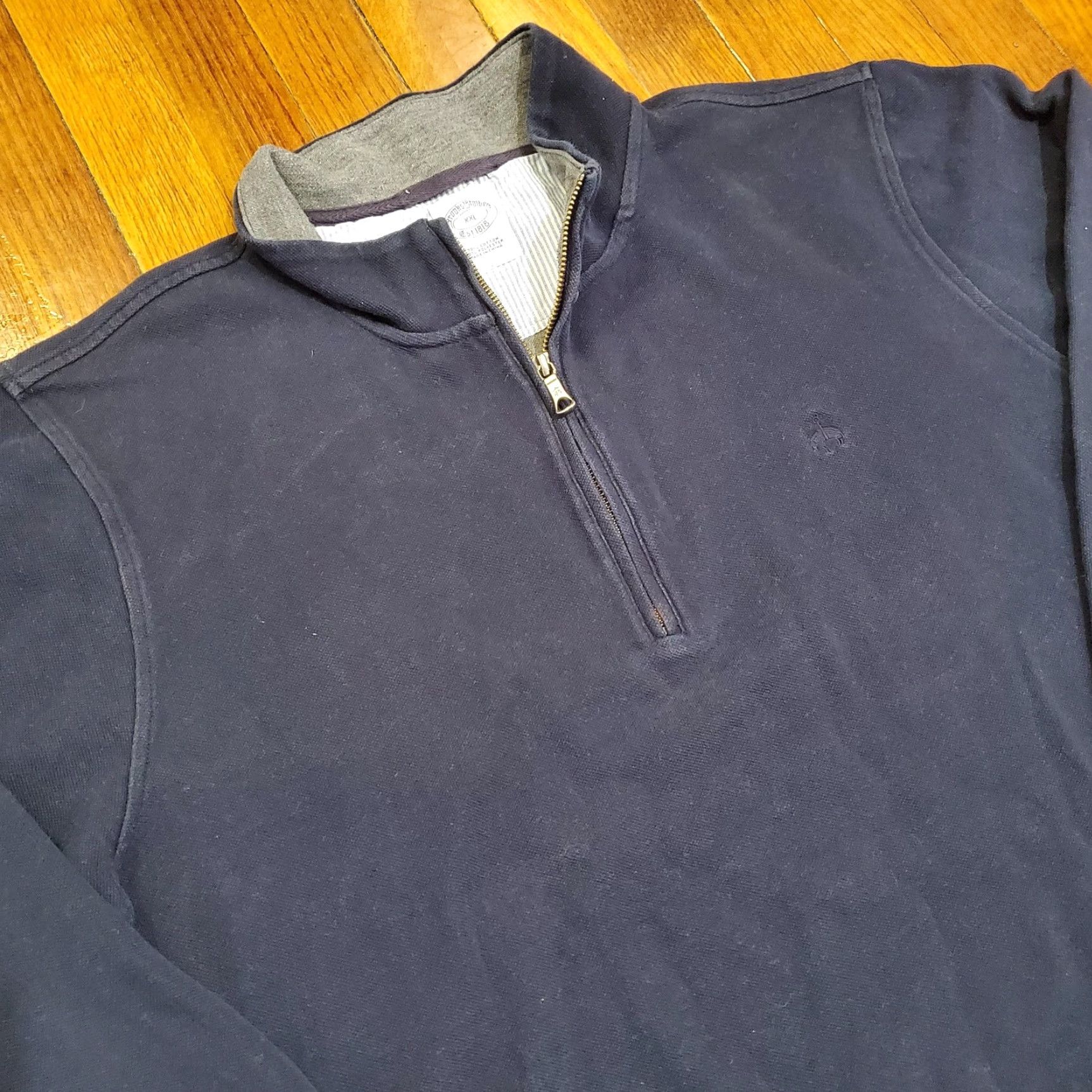 Brooks Brothers Brooks Brothers Sweatshirt Pullover 2XL Navy Blue 1/4 Zip Logo Zipper Cotton Polyester Mens Size US XXL / EU 58 / 5 - 4 Thumbnail