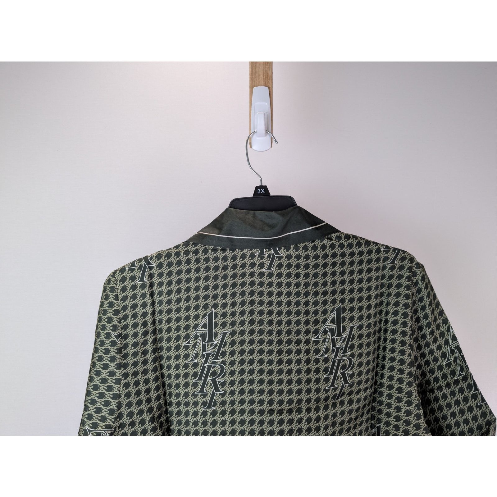 Amiri o1rshd1 Amiri Houndstooth Bowling Shirt in Rain Forest Size US M / EU 48-50 / 2 - 11 Thumbnail