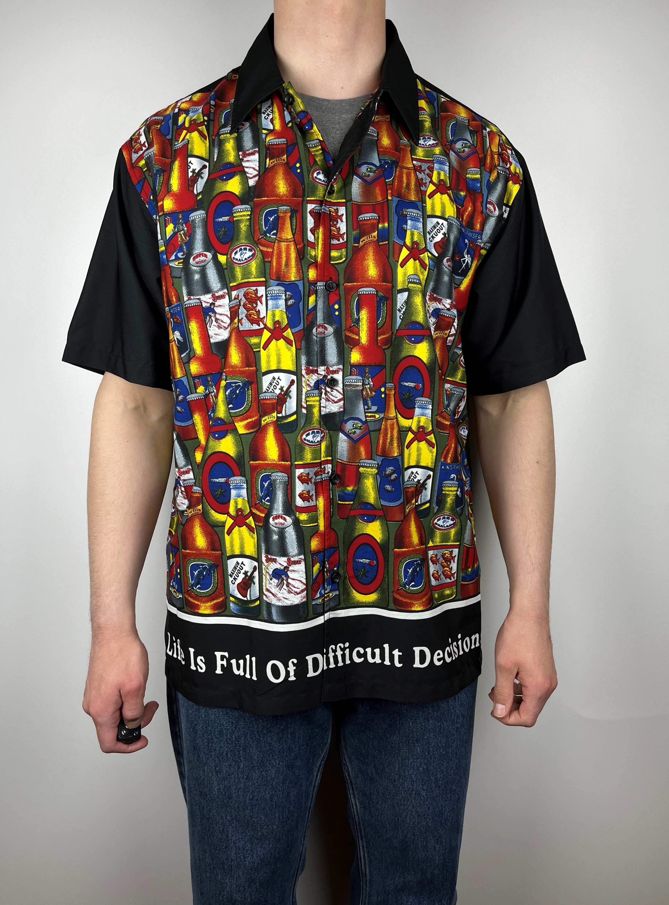 Vintage Bottle Rows Pattern Aloha Hawaiian Short Sleeve Shirt Size US XXL / EU 58 / 5 - 1 Thumbnail