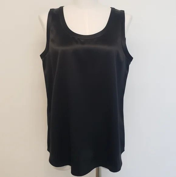 Lafayette 148 LAFAYETTE148 Perla Luxe Black Silk Charmeuse Blouse - (XL) Size XL / US 12-14 / IT 48-50 - 2 Thumbnail