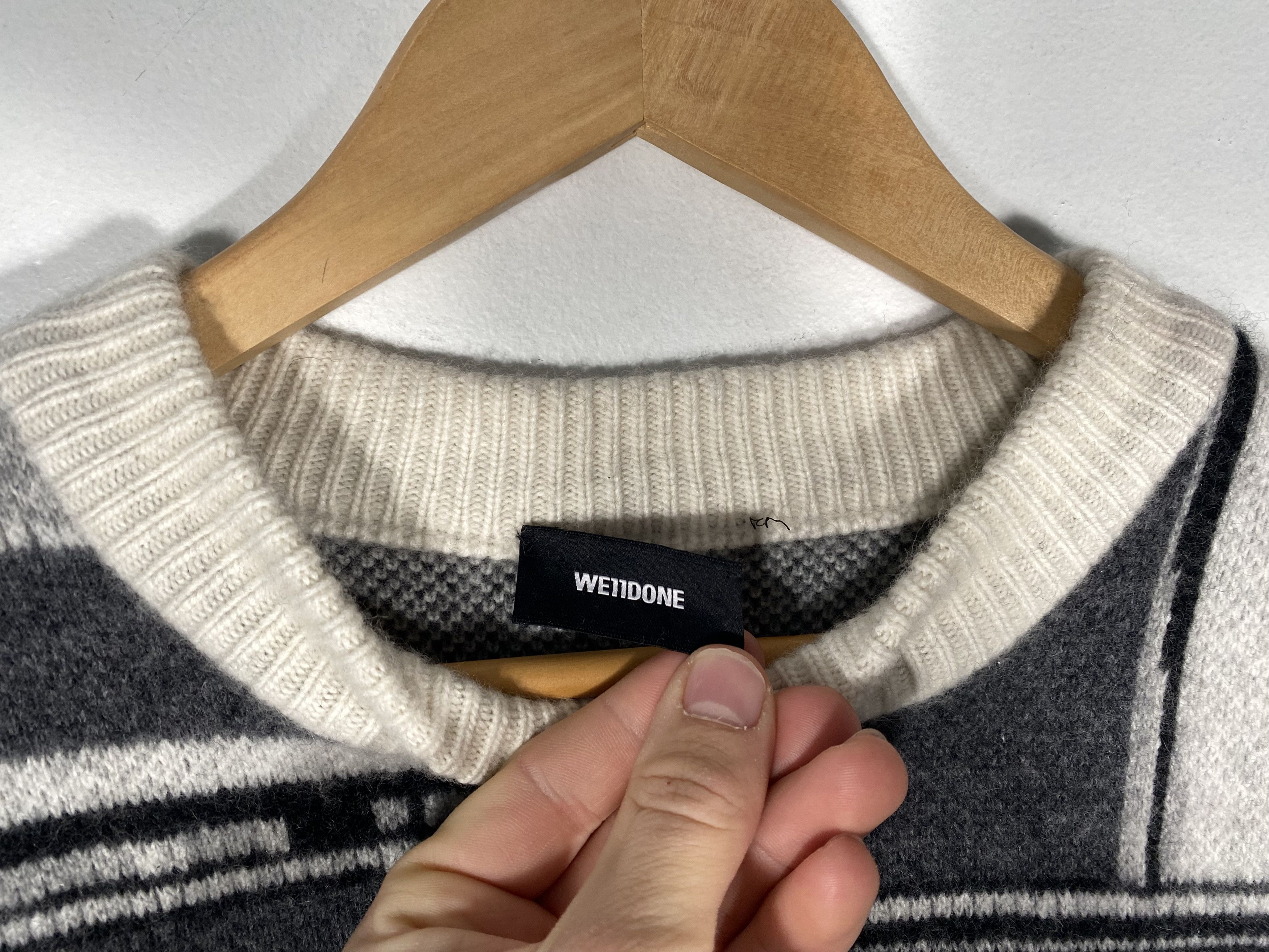 WE11DONE WE11DONE Ivory Flat Chain Graphic Jacquard Sweater Size US L / EU 52-54 / 3 - 4 Thumbnail