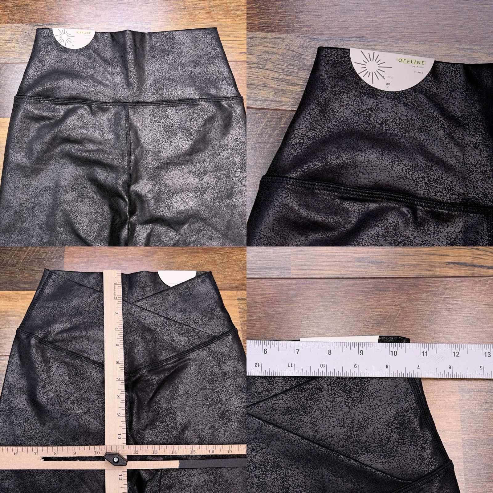Vintage Aerie Leggings Womens M Black High Rise Stretch Size 32" / US 10 / IT 46 - 8 Thumbnail