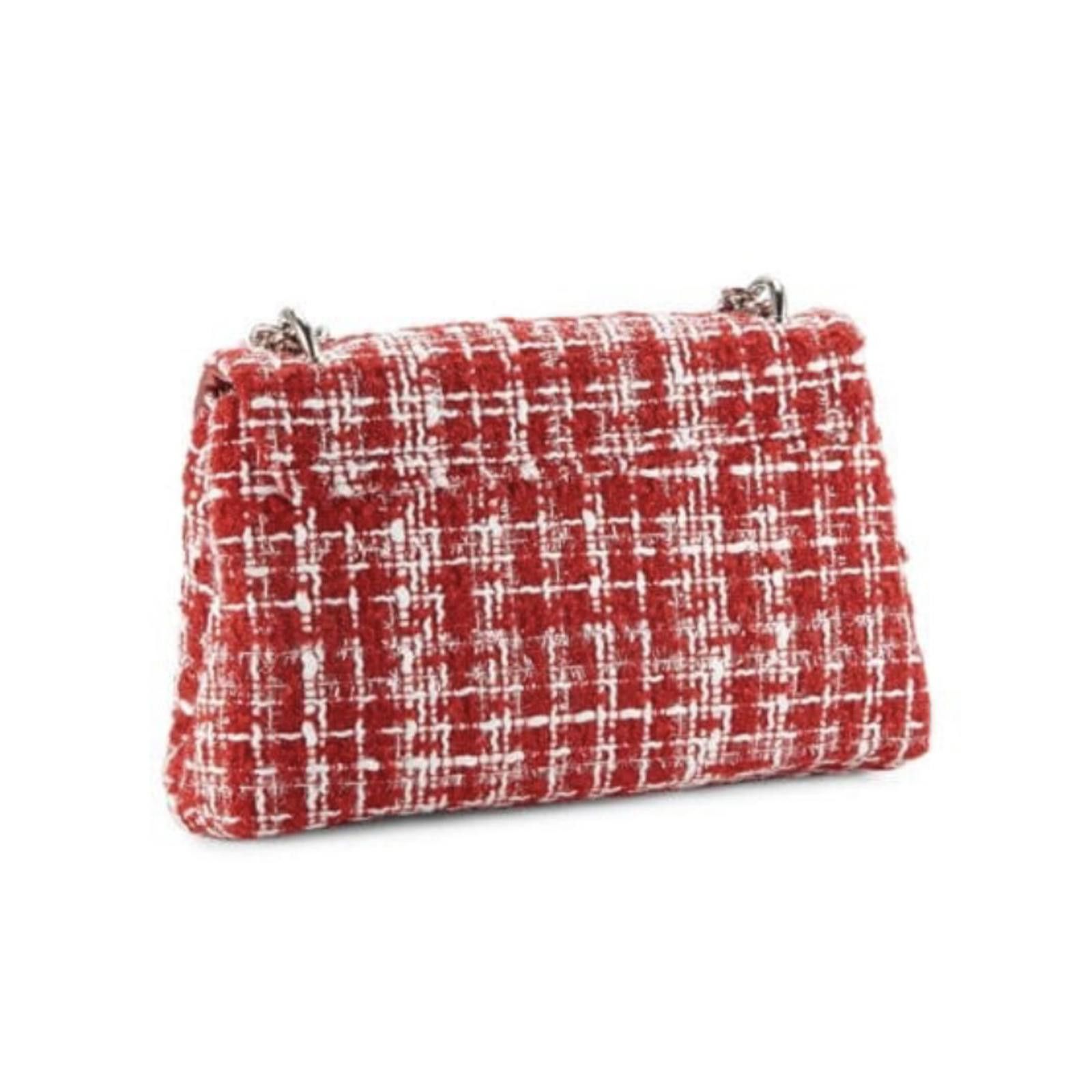 Designer Baffled Mischka Boucle Red Checkered Tweed Shoulder Bag New Size ONE SIZE - 2 Thumbnail