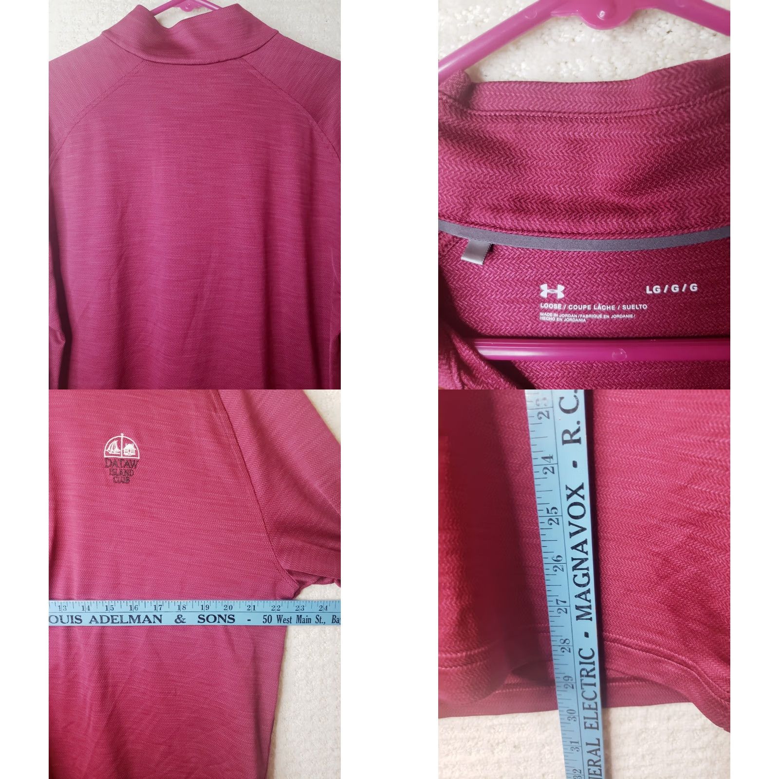 Under Armour Under Armour Shirt Mens Large 1/4 Zip High Neck Running Workout Loose Fit Red Size US L / EU 52-54 / 3 - 8 Thumbnail