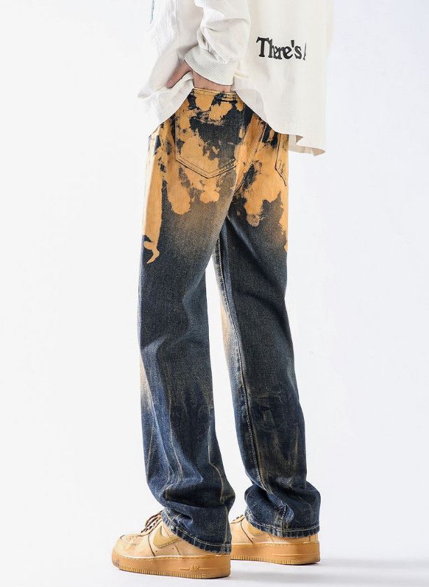 Vintage Men's loose tie-dye distressed high street baggy jeans Size US 32 / EU 48 - 3 Thumbnail