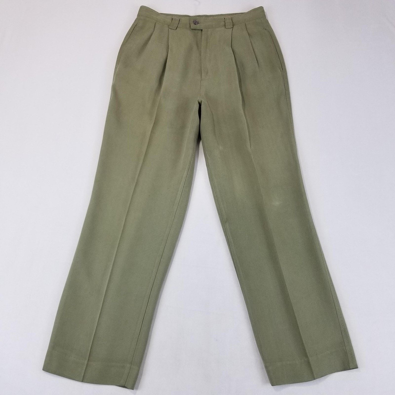 Tommy Bahama Tommy Bahama Pants Women 8 Green Silk Pleated Lined Trousers Size 30" / US 8 / IT 44 - 12 Thumbnail