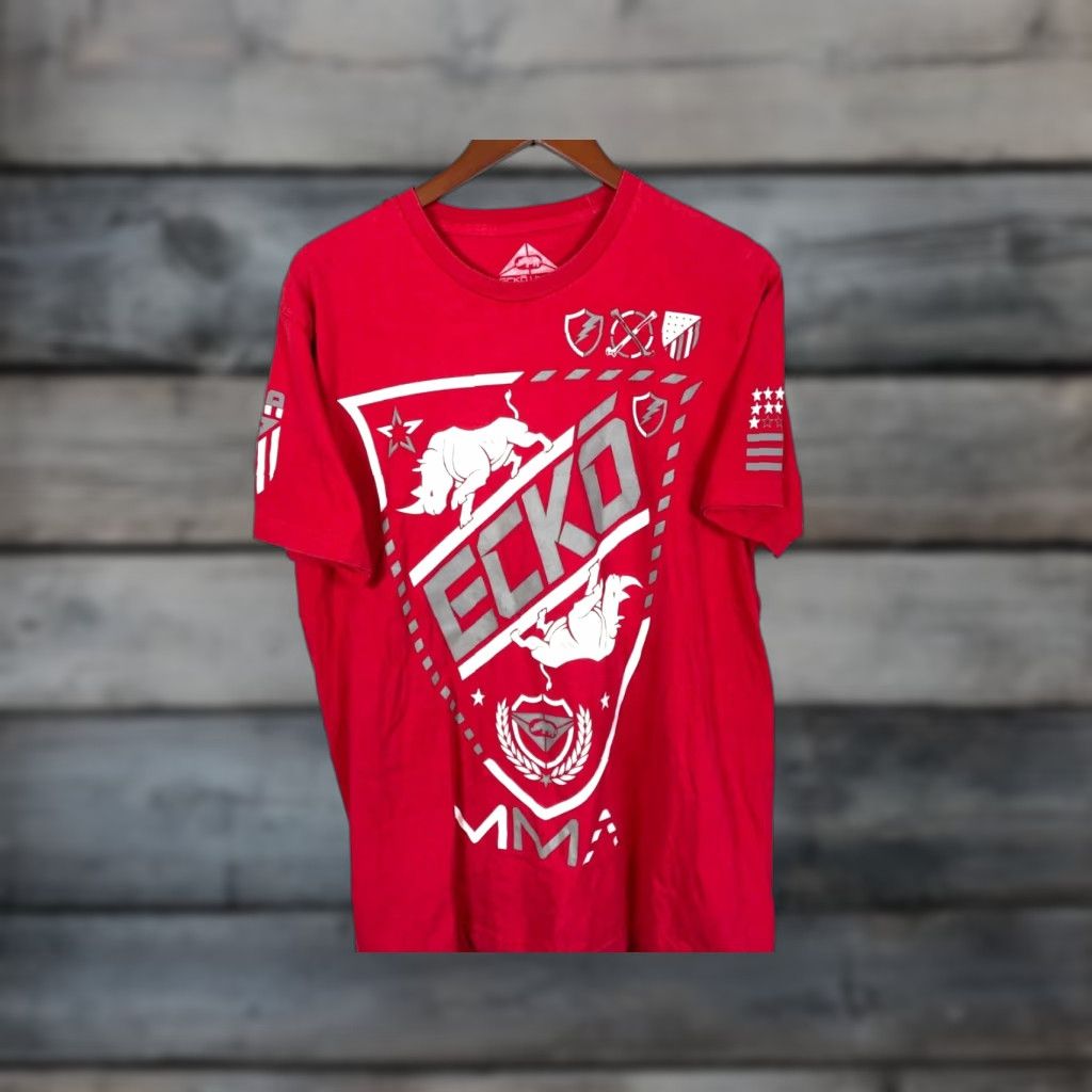 Ecko Unltd. VINTAGE Ecko Unltd. T-Shirt Main Point: MMA Graphic Red Short Sleeve Crew Neck Adult Large Men Slim Fit 2000s Hip Hop Retro - Mens Size US L / EU 52-54 / 3 - 1 Thumbnail