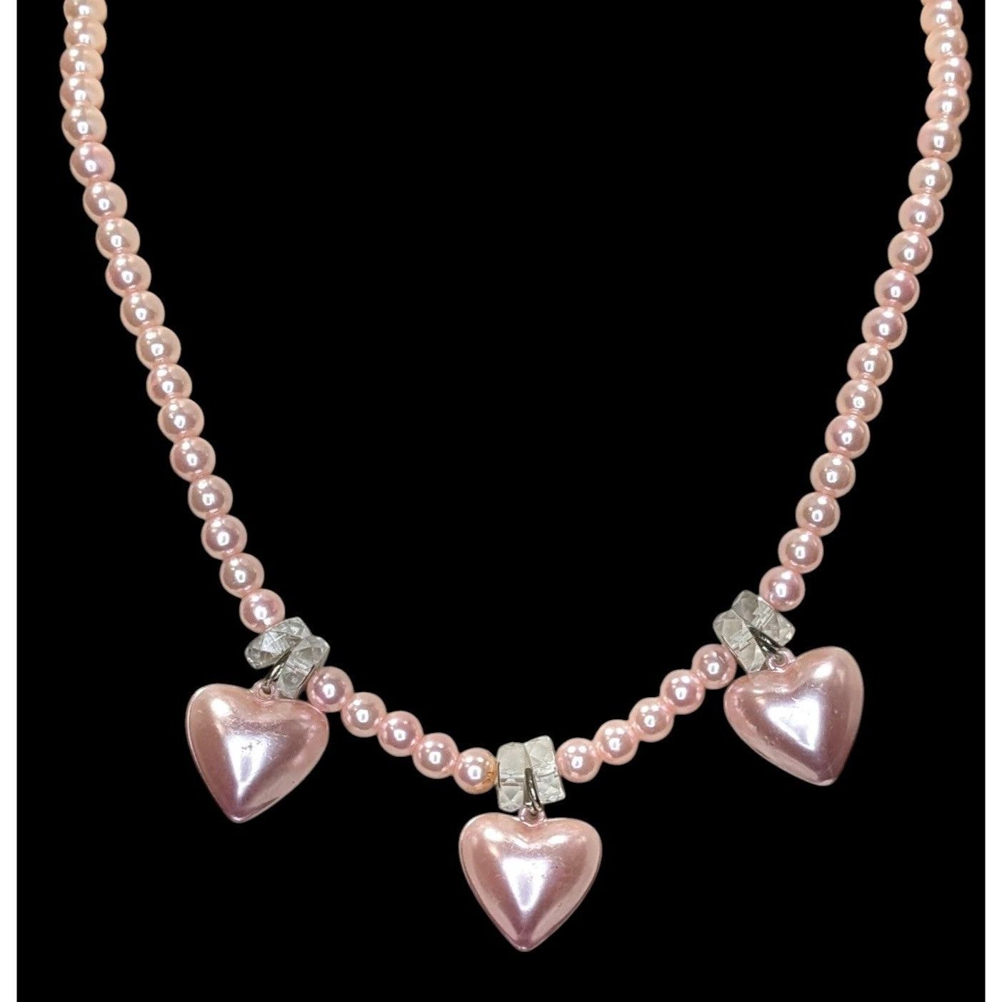 Other Romantic Coquette Pastel Pink Faux Pearl Necklace With Heart Size ONE SIZE - 3 Thumbnail