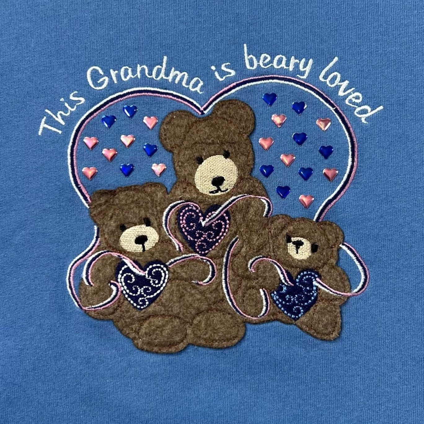 Other VINTAGE THIS GRANDMA IS BEARY LOVED Novelty Embroidered Cottage Core Sweatshirt Women XXL Blue Embroidered spellout design 90s? (adjusted to fit) Size XXL / US 16-18 / IT 52-54 - 3 Thumbnail