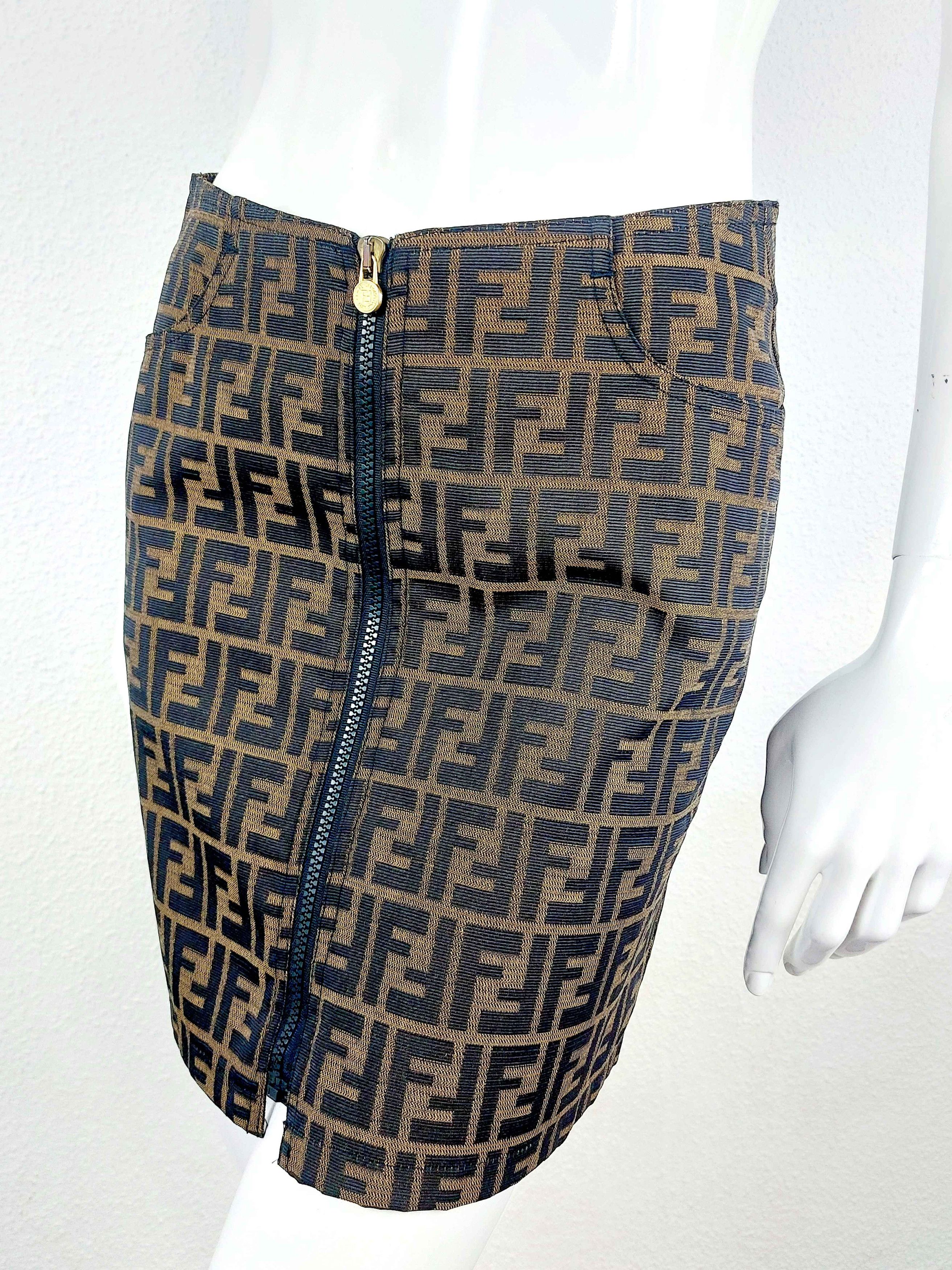 Fendi Fendi Zucca FF Archive Monogram FF 90’s Mini Pencil Skirt Size 27" / US 4 / IT 40 - 2 Thumbnail